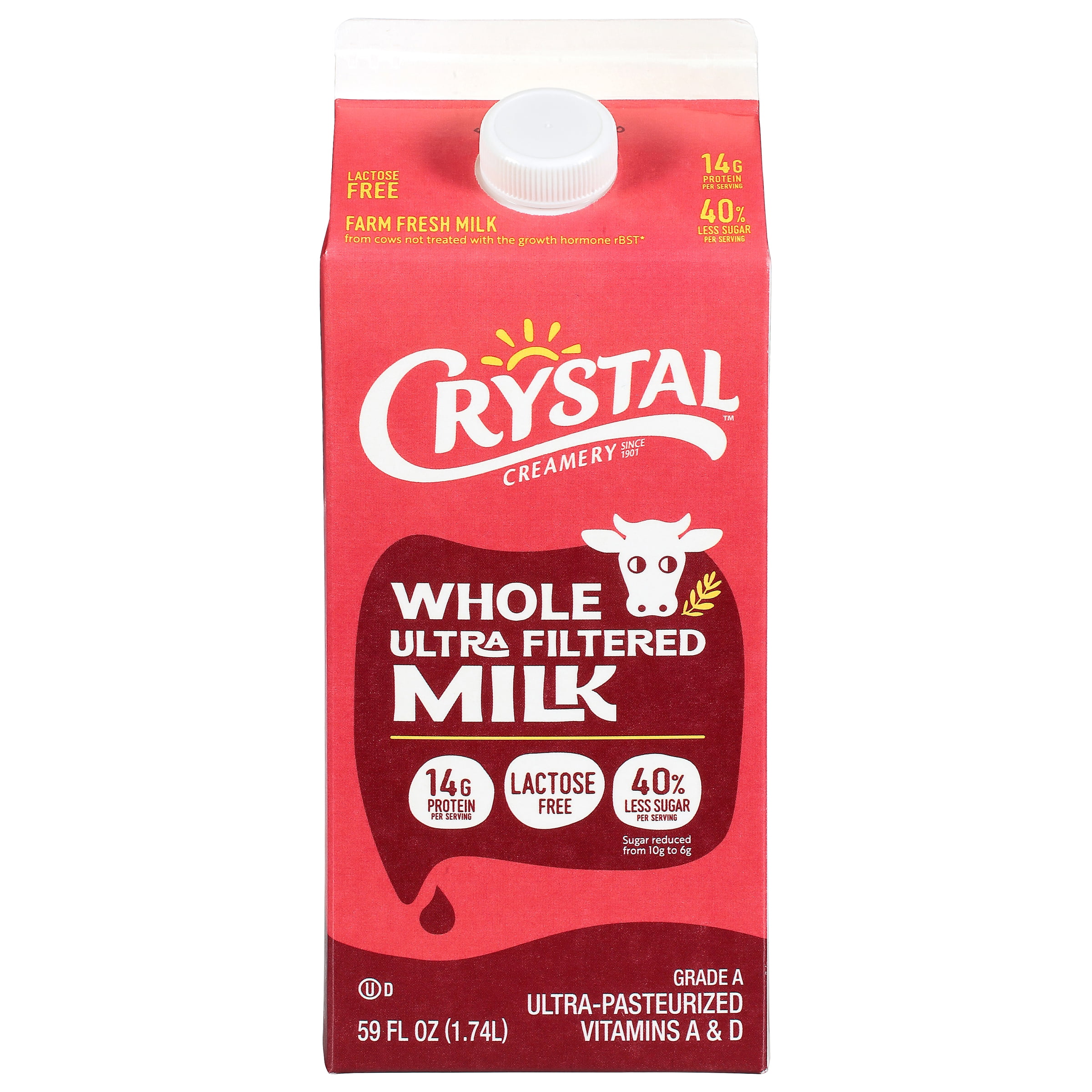 Crystal Creamery Ultra Filtered Whole Milk with Vitamin D, 59 fl oz