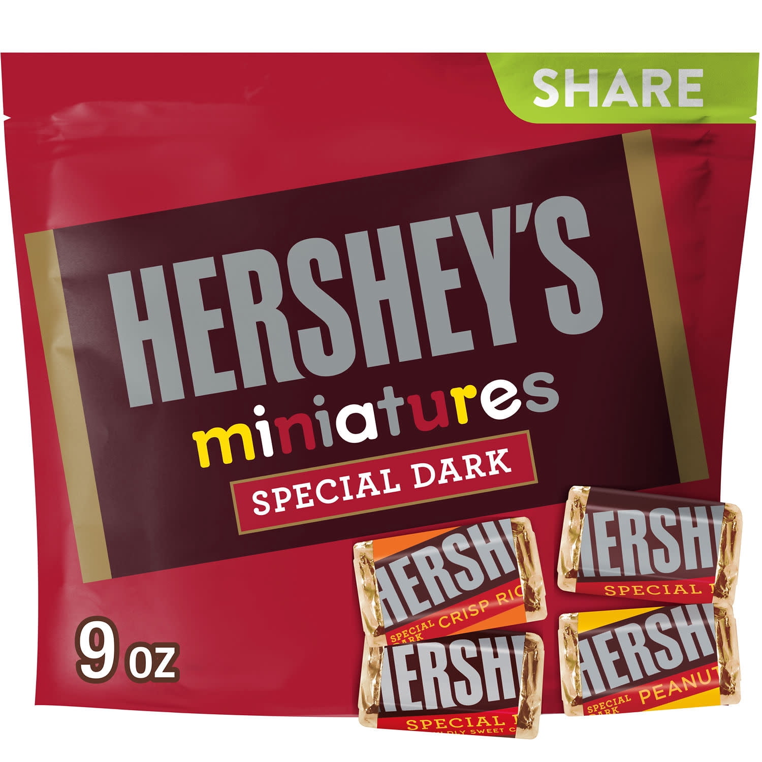 Hershey's Special Dark Miniatures Assorted Chocolate Candy Bars & Miniatures Variety Pack, Share Pack, 9 oz