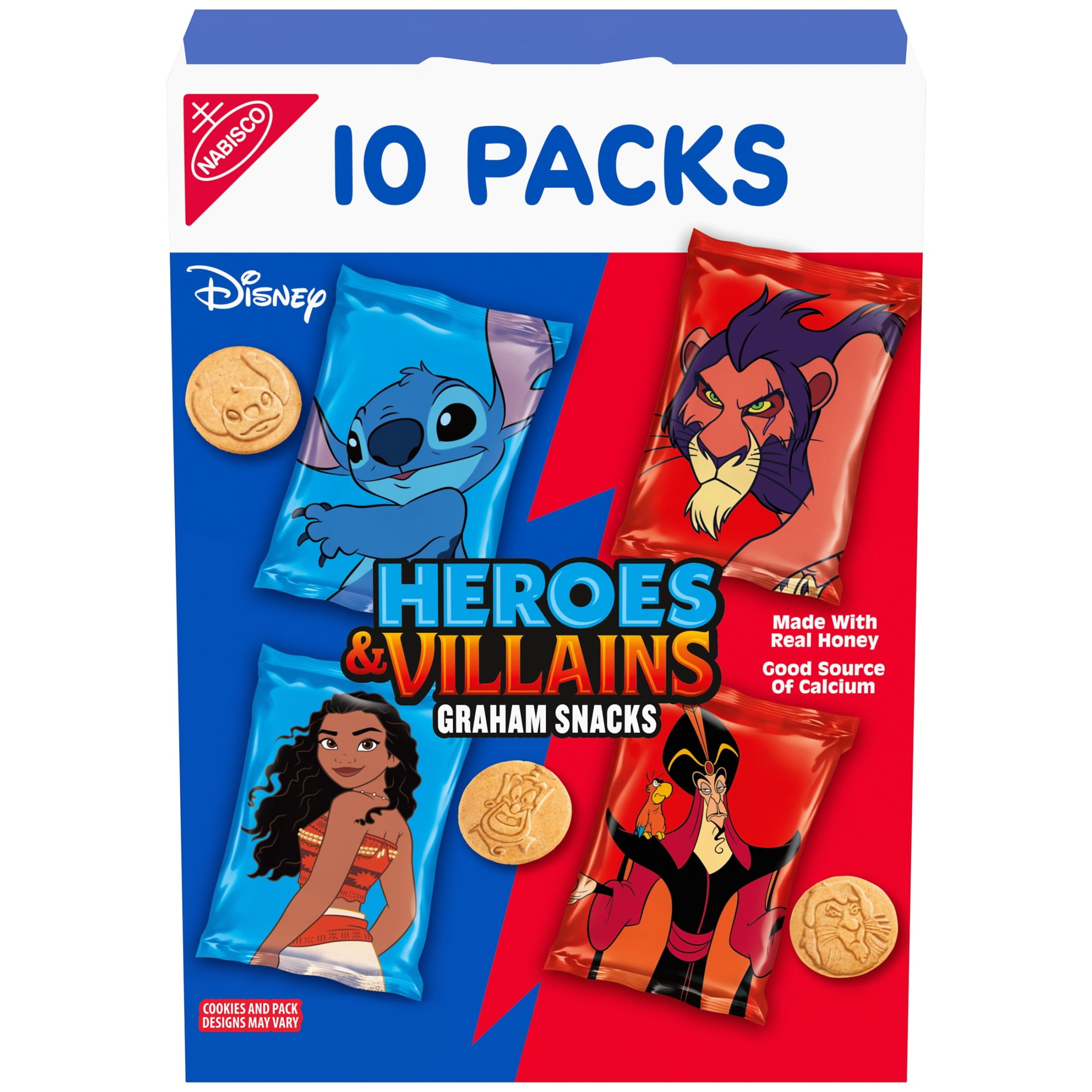 Disney Heroes and Villains Graham Snacks, Custom Cookies Variety Pack, Kids Snacks, 10 Snack Packs