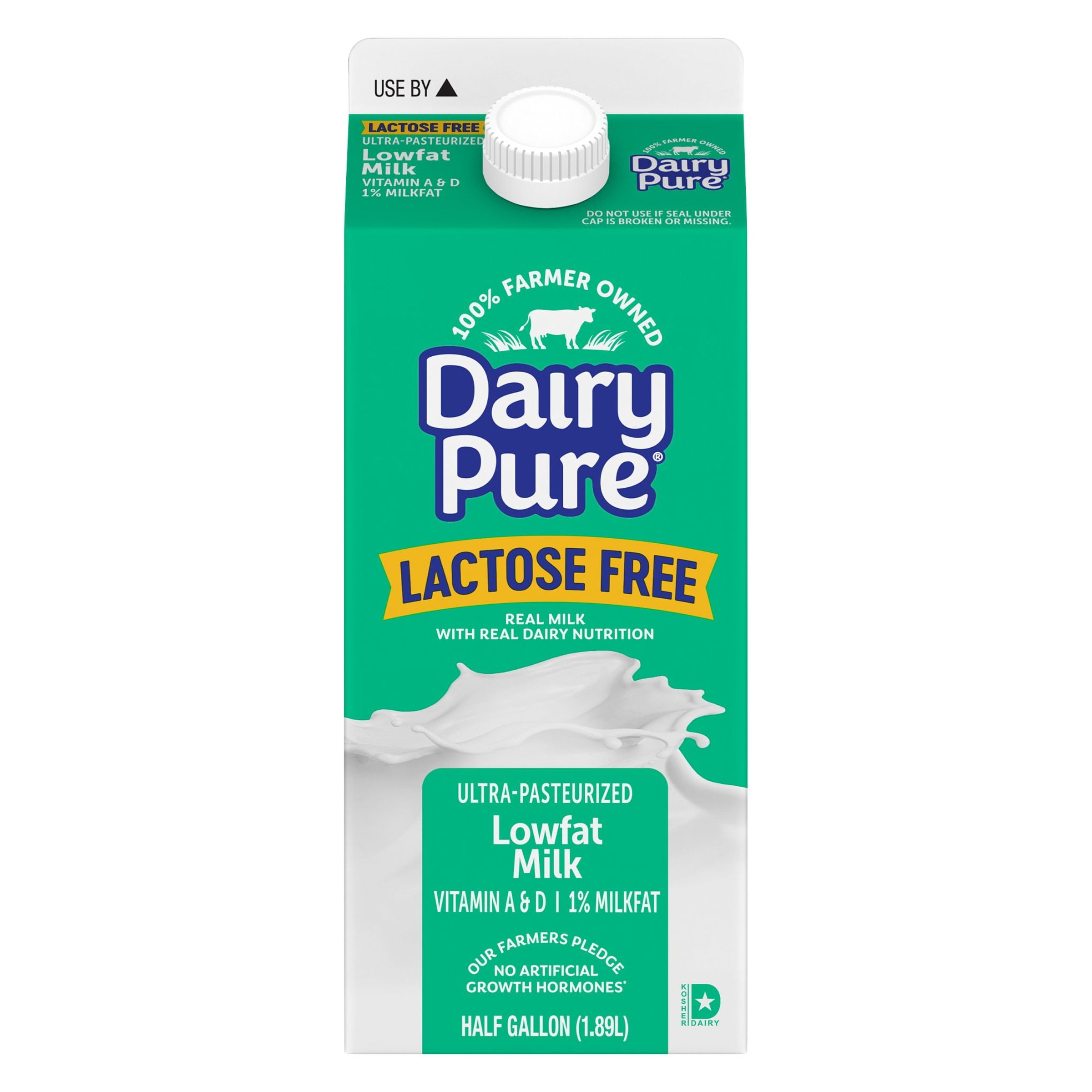DairyPure 1% Lactose Free Milk with Vitamin A and D, Ultra-Pasteurized Low Fat Milk Carton - Half Gallon