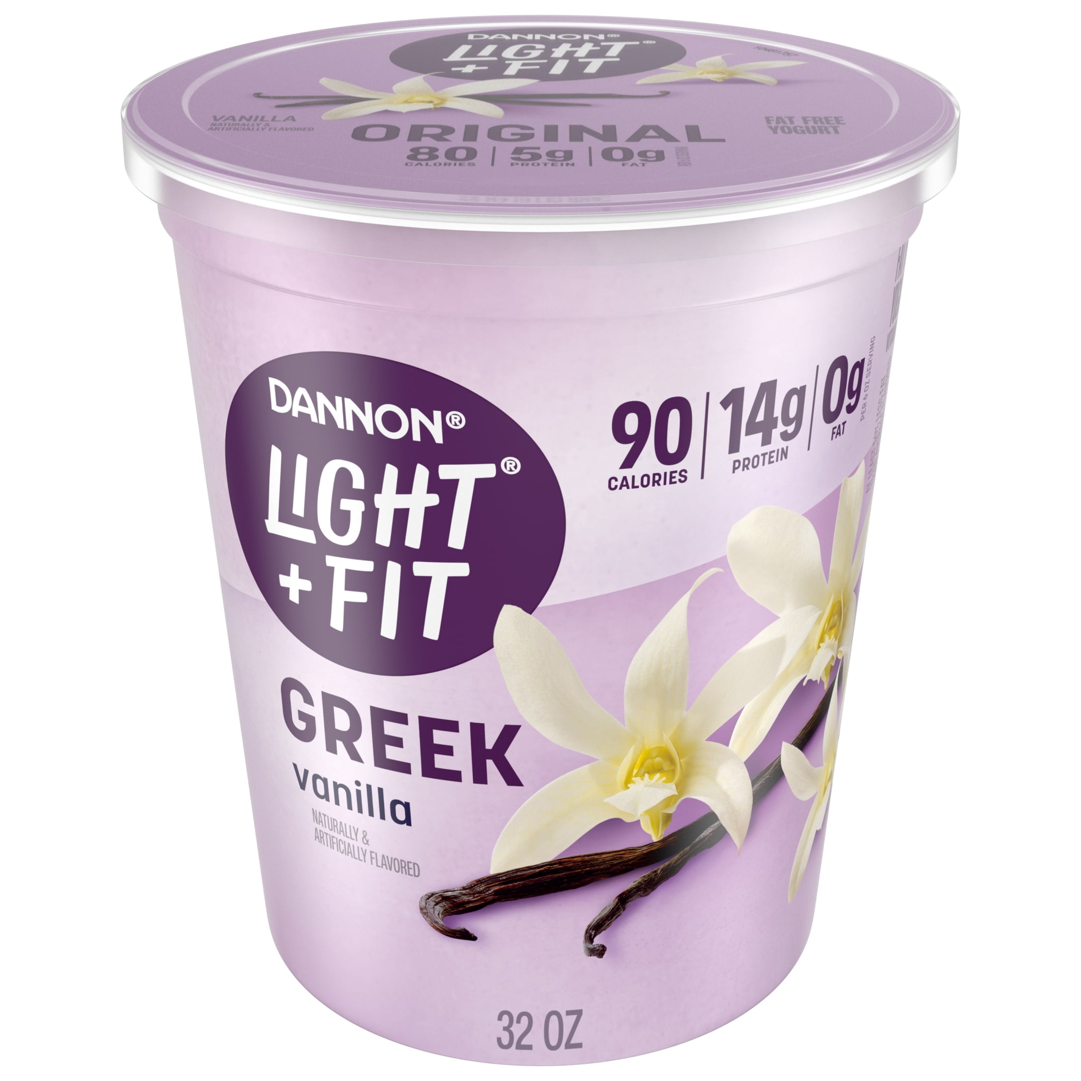 Dannon Light + Fit Vanilla Greek Fat FreeYogurt Tub, Convenient AnytimeSnack, 32 oz