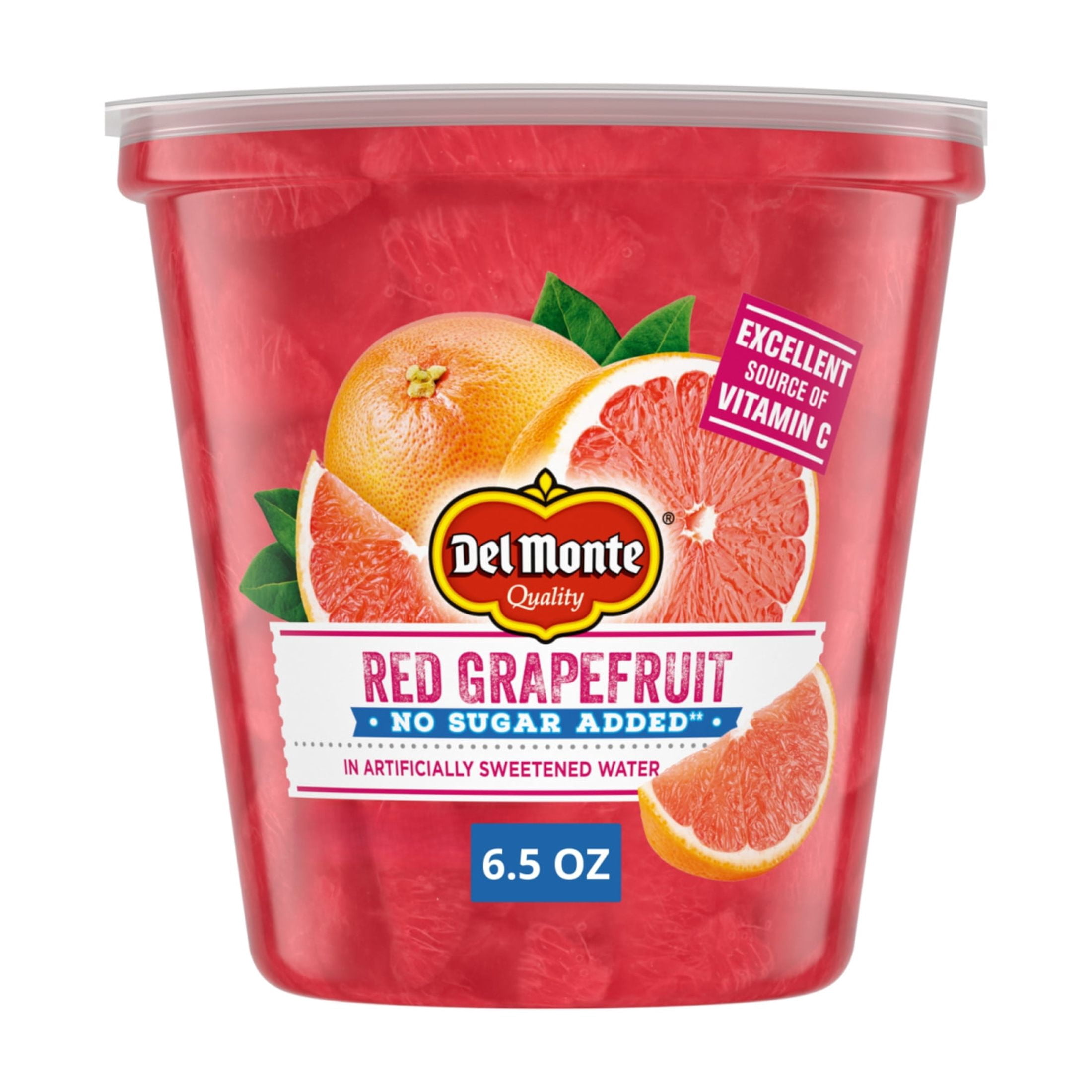 Del Monte Red Grapefruit Fruit Cup Snacks, No Sugar Added, 6.5 oz Cup