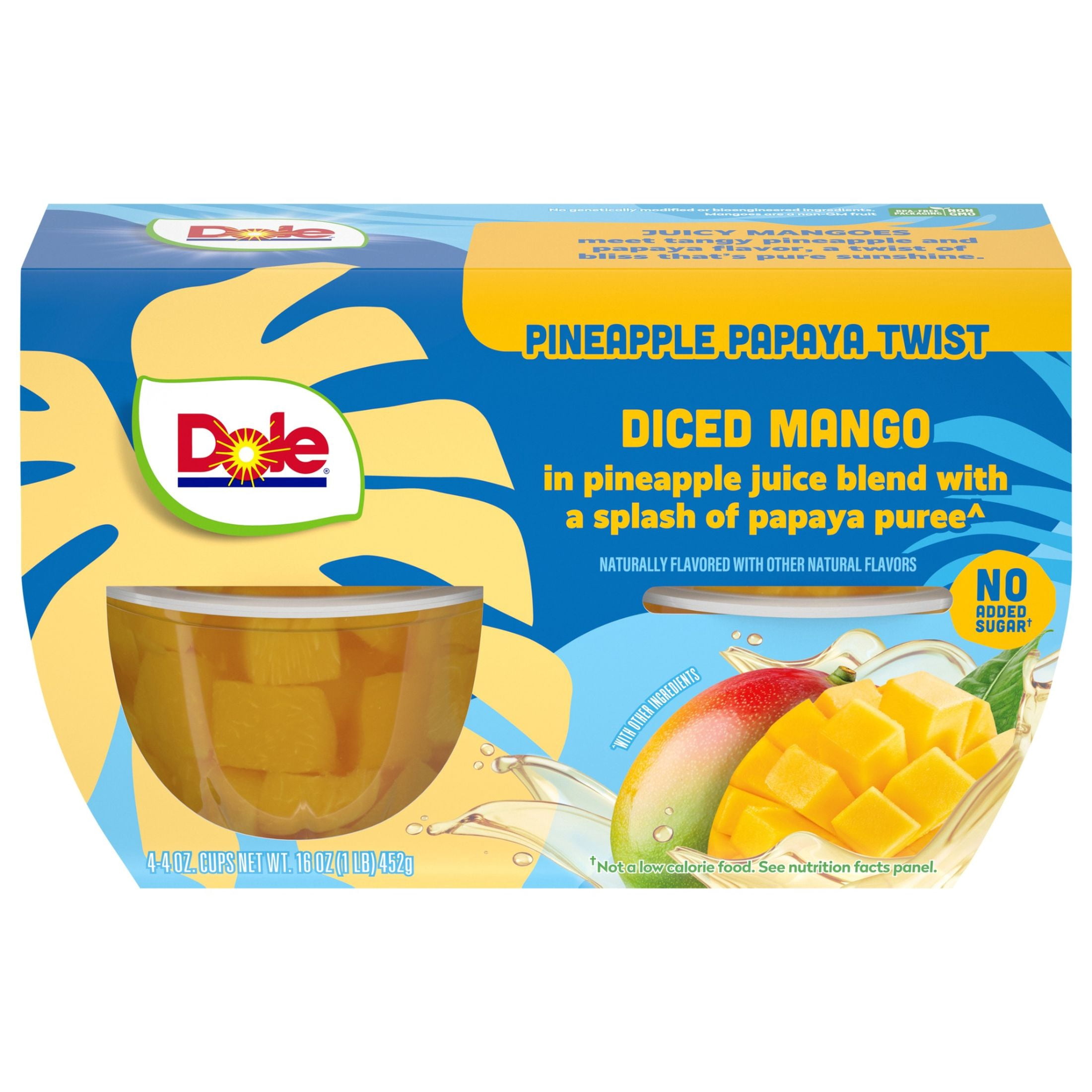 Dole Fruit Bowls Diced Mango Pineapple Papaya Twist, 4 oz, 4 pack