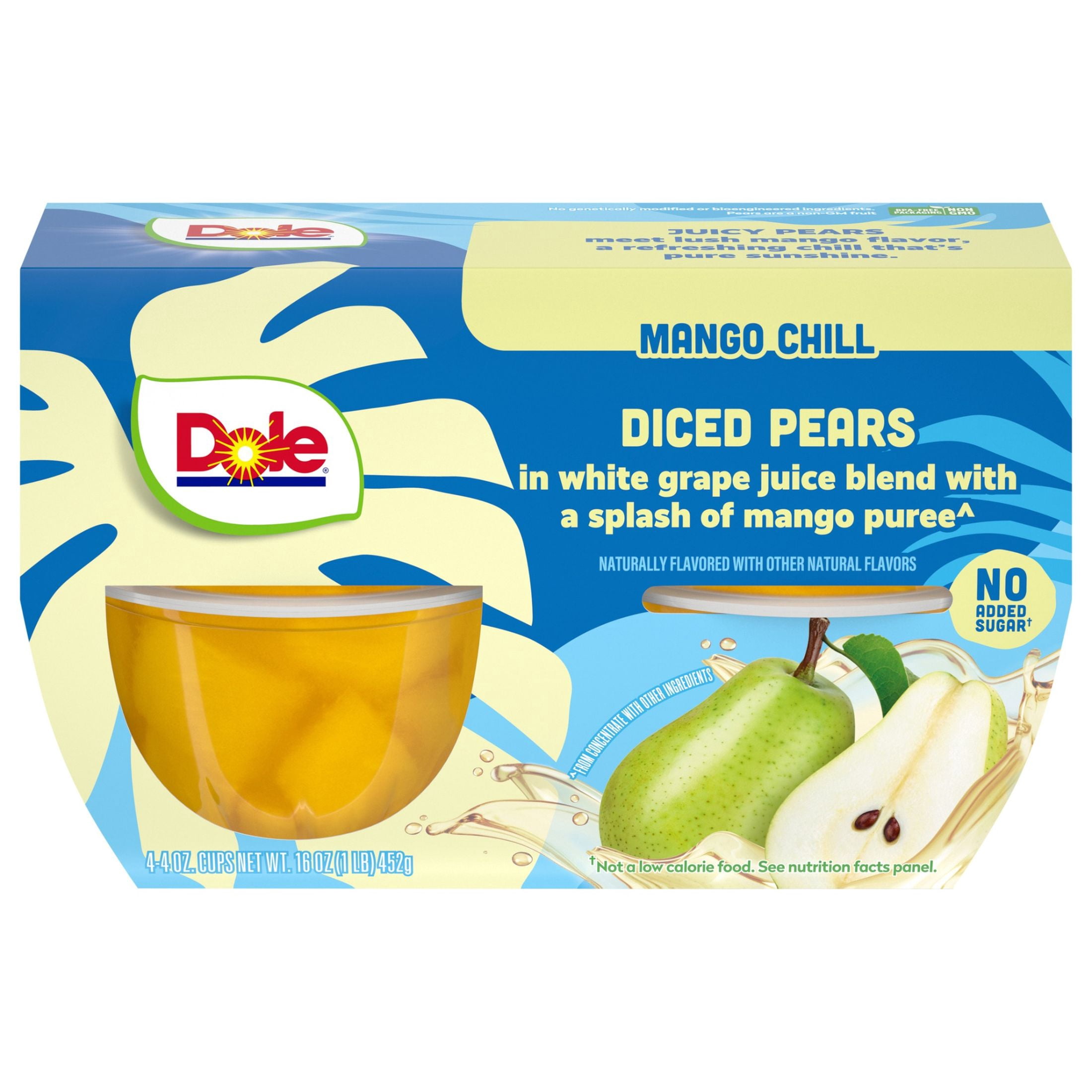 Dole Fruit Bowls Diced Pear Mango Chill, 4 oz, 4 pack