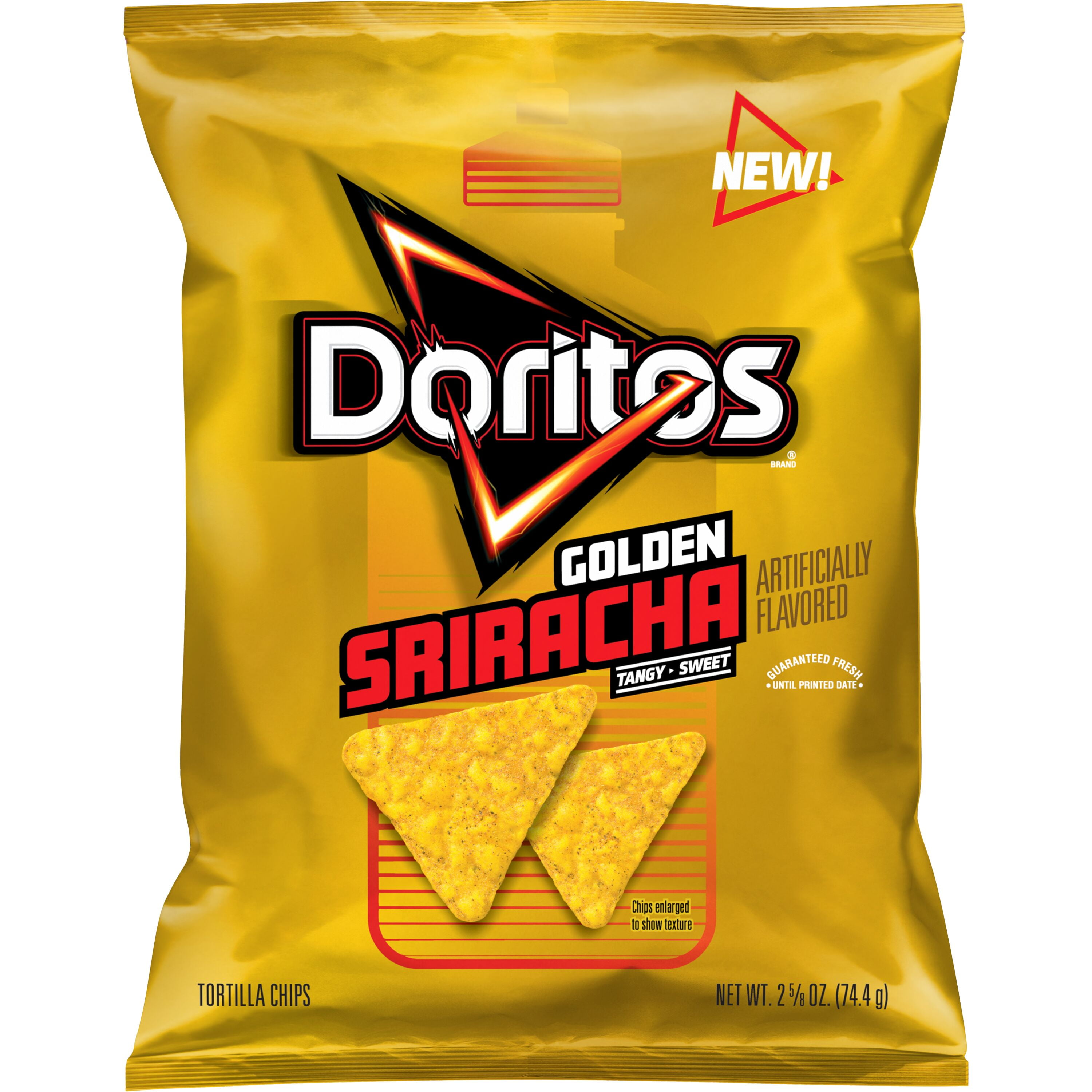 Doritos Flavored Tortilla Chips Golden Sriracha Flavored 2.625 oz Bag