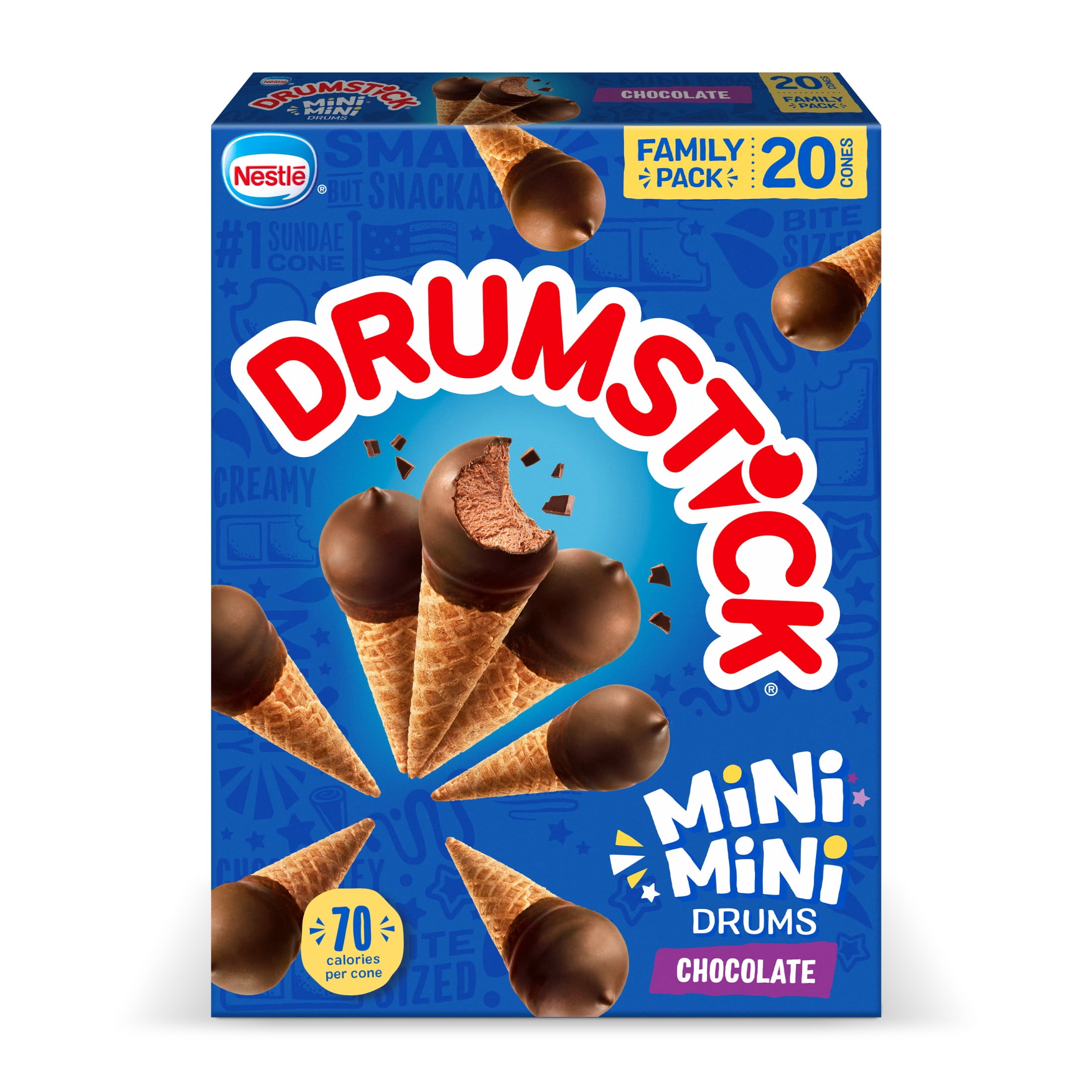 Drumstick Mini Mini Drums Chocolate Sundae Cones, 20 Count