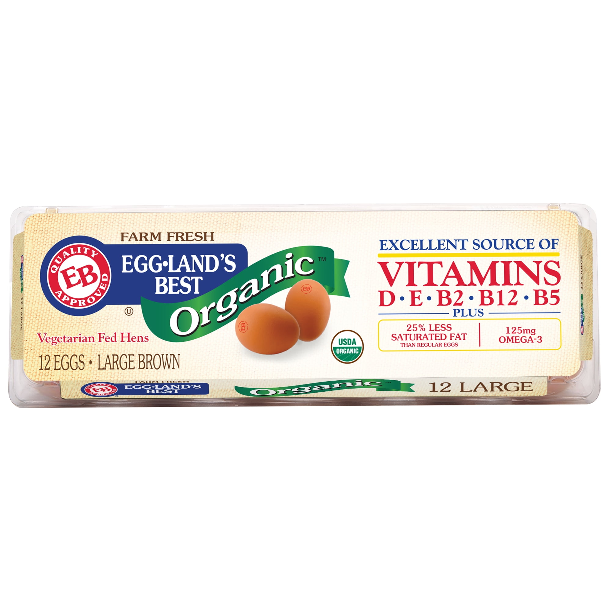 Eggland's Best 100% USDA Organic Certified Large Brown Eggs, 12 count