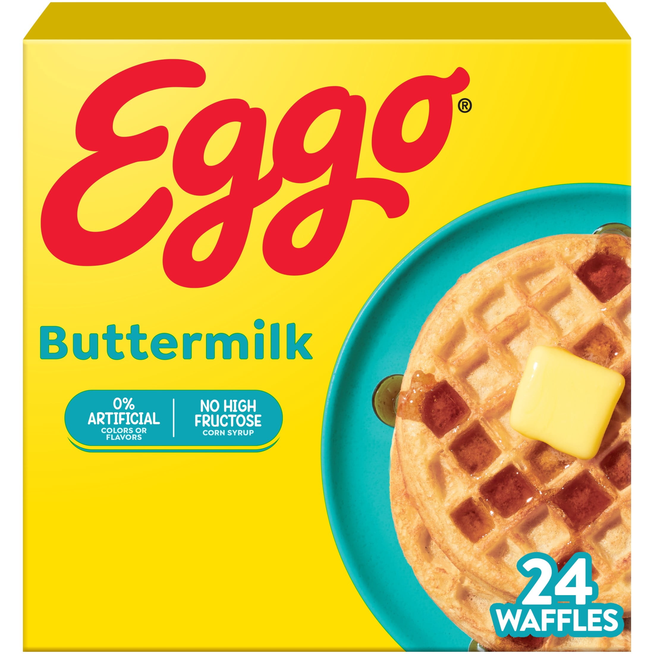 Eggo Buttermilk Waffles, Breakfast Food, 29.6 oz, 24 Count (Frozen)