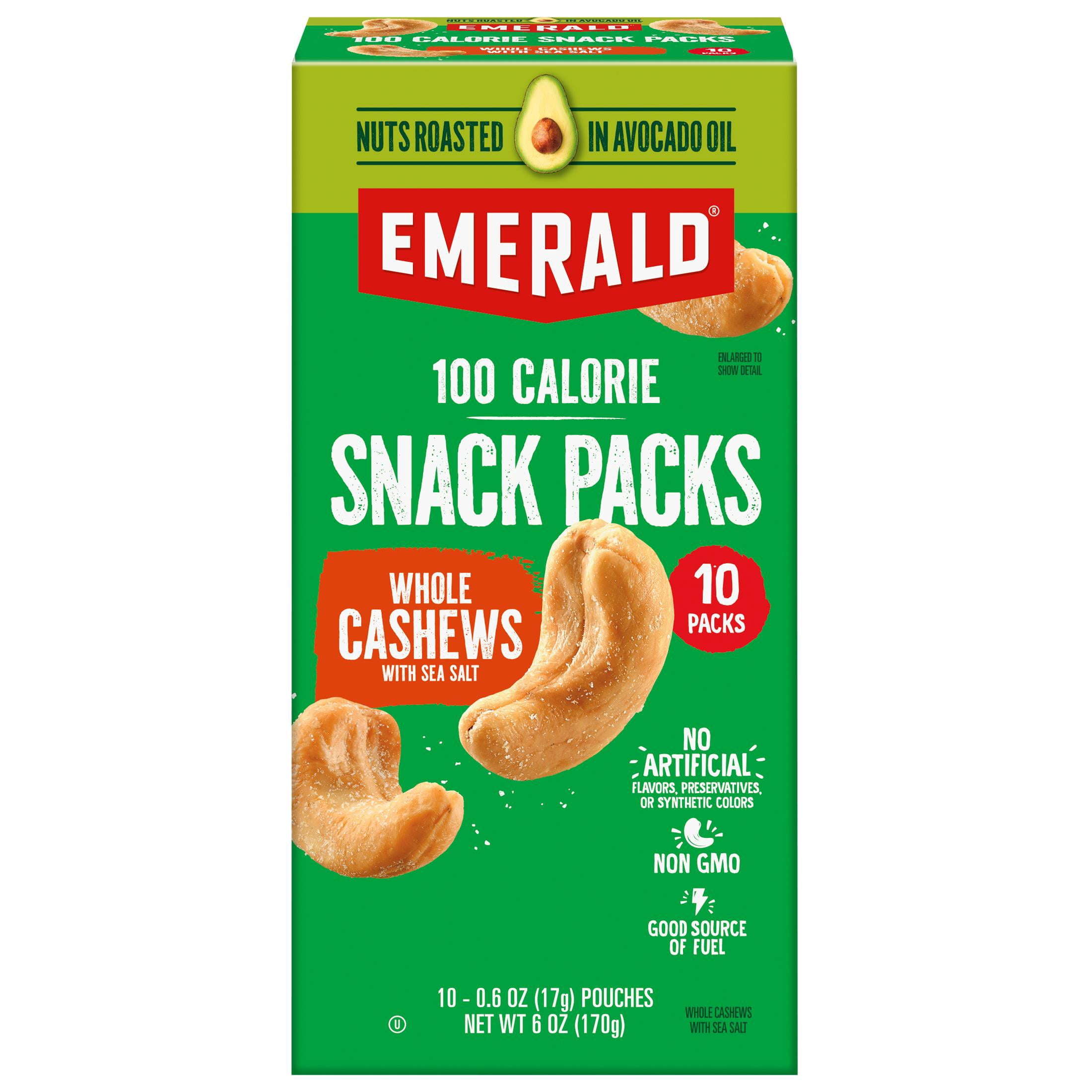 Emerald Nuts Avocado Oil Roasted & Salted Cashews, 100-Calorie Packs, 10ct