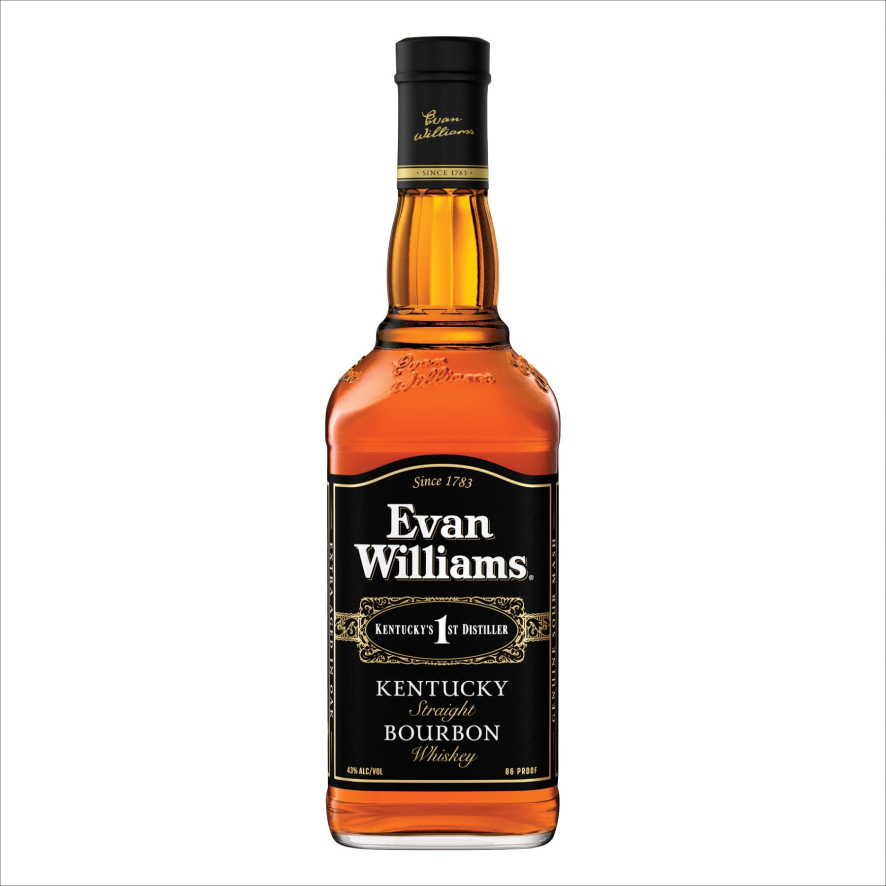 Evan Williams Black Label Straight Bourbon, 750 ml Bottle, 43% ABV