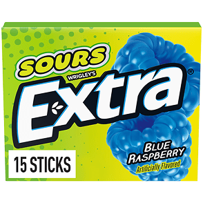 Extra Sour Blue Raspberry Sugar Free Gum, 15 pc