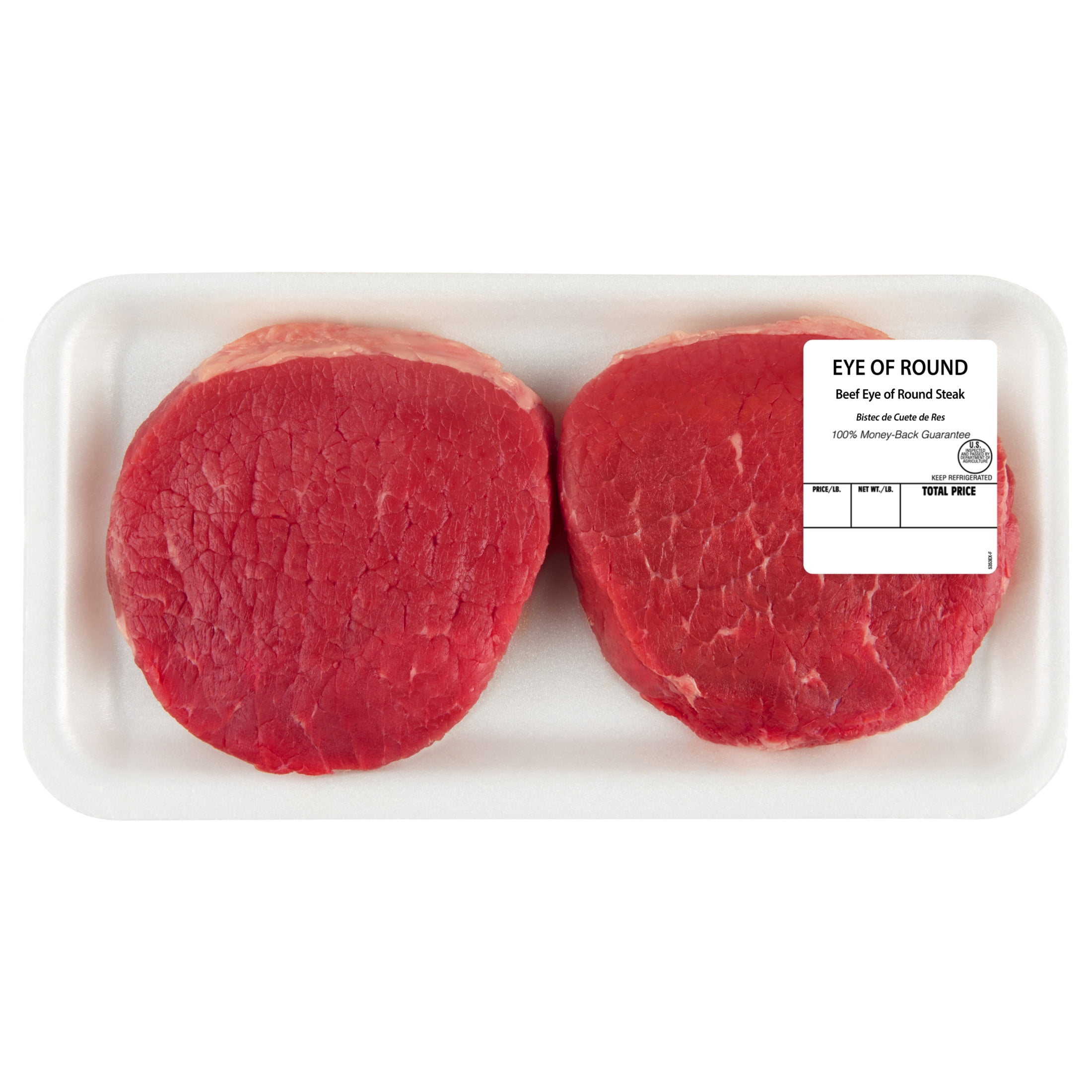 Eye of Round Beef Steak, 2 - 4 per Tray, Fresh, 0.70 - 1.33 lb