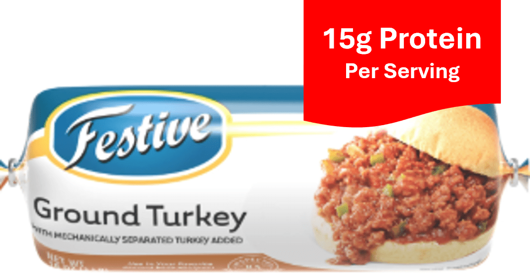 FESTIVE Ground Turkey, Frozen, 1 lb Roll