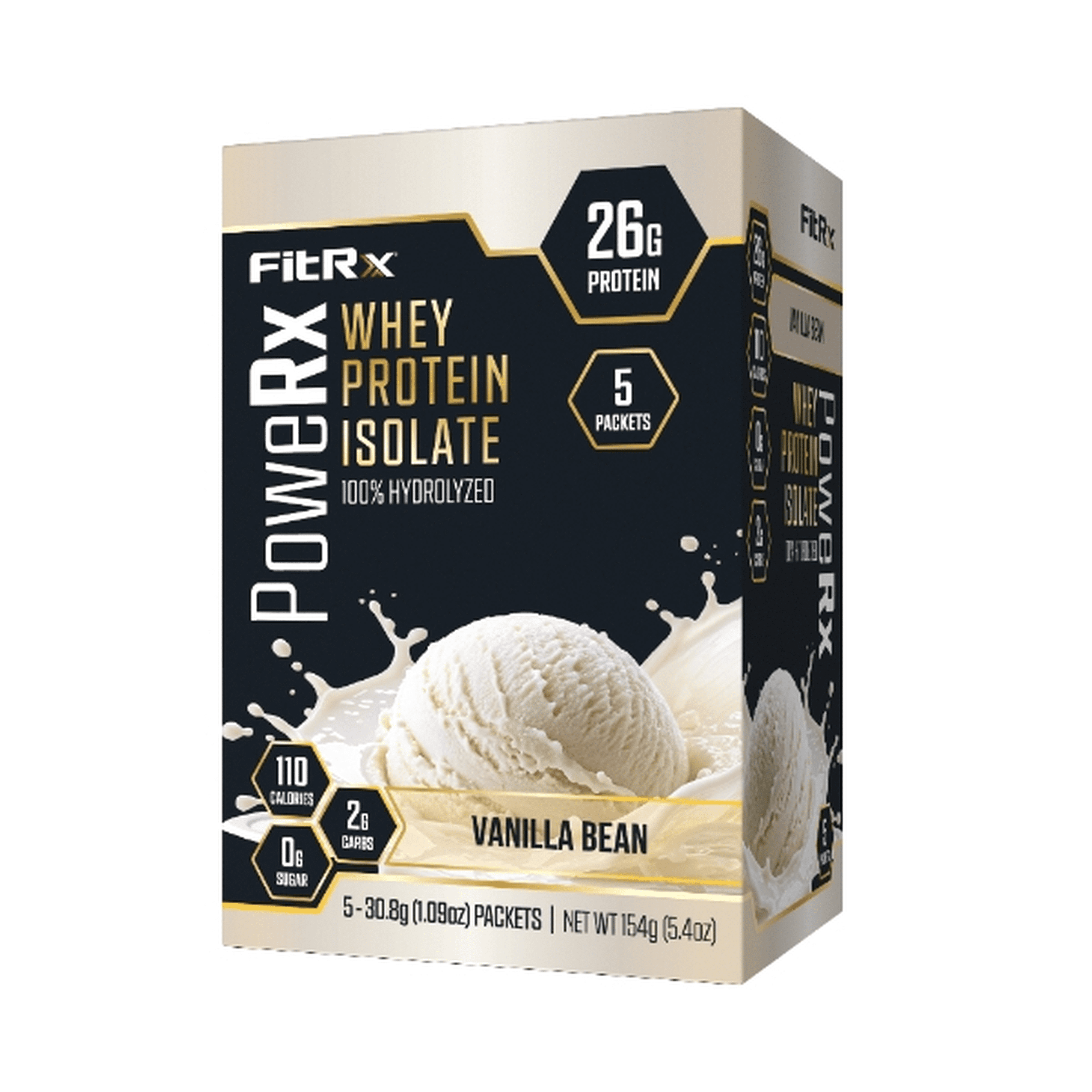 FitRx PoweRx Whey Protein Isolate Vanilla Bean High Protein Powder, 26g Whey Isolate, 0g Sugar, 5 Servings, 5.4 oz Total