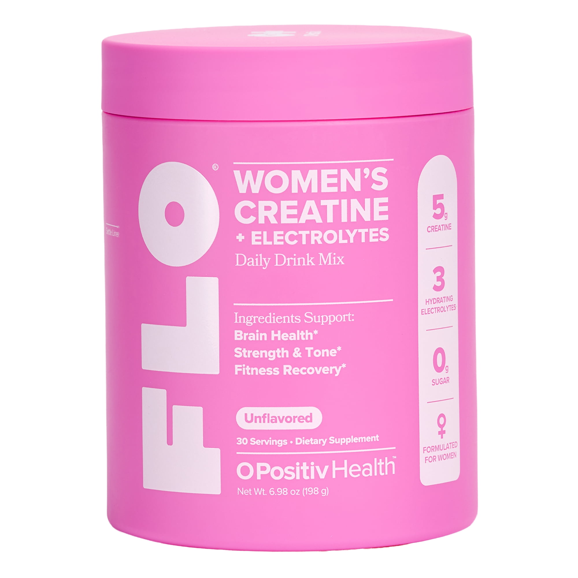 O Positiv FLO Creatine + Electrolytes Drink Mix for Brain Health & Fitness Recovery, 30 Servings