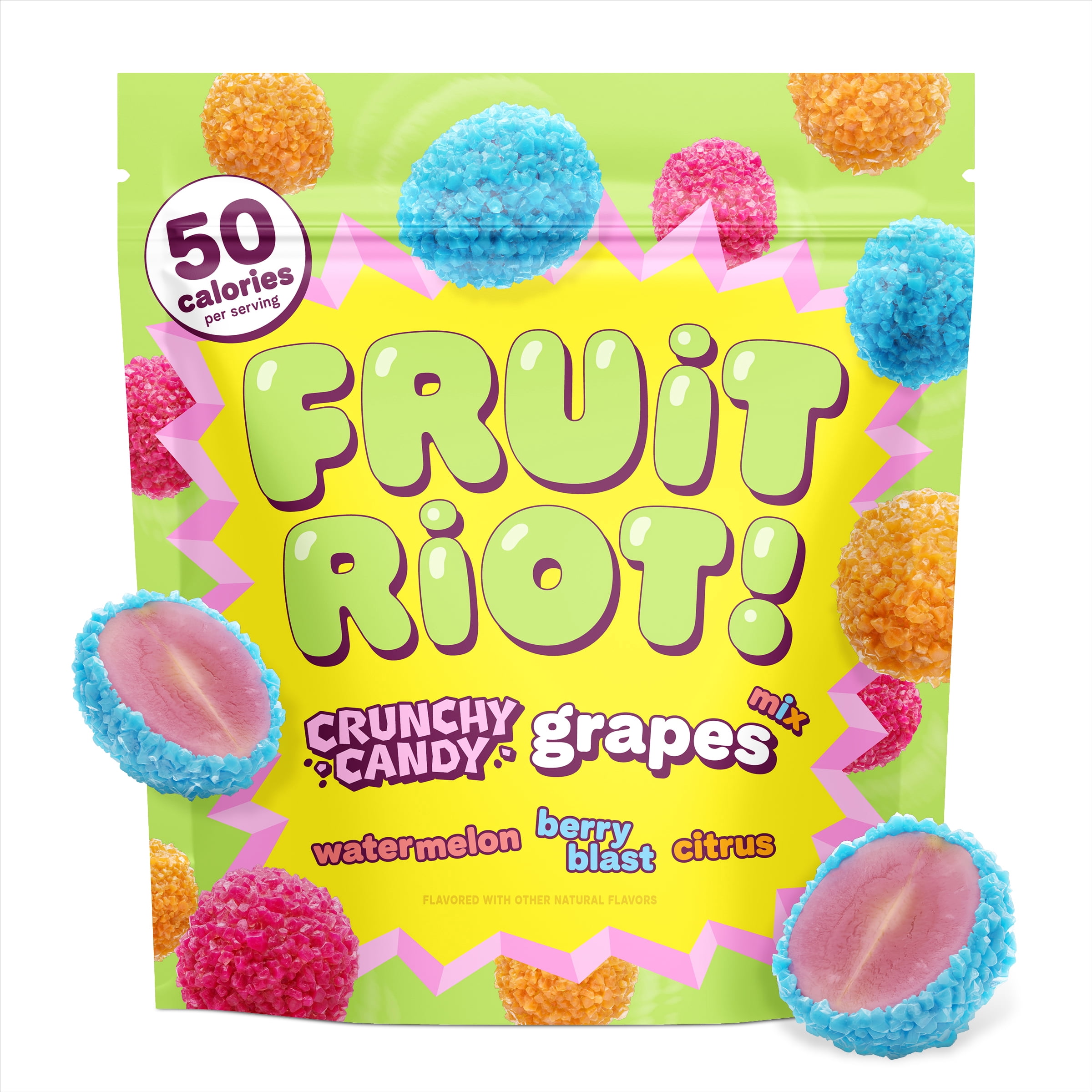 Fruit Riot Crunchy Candy Grapes Mix, Real Frozen Fruit, 8 oz