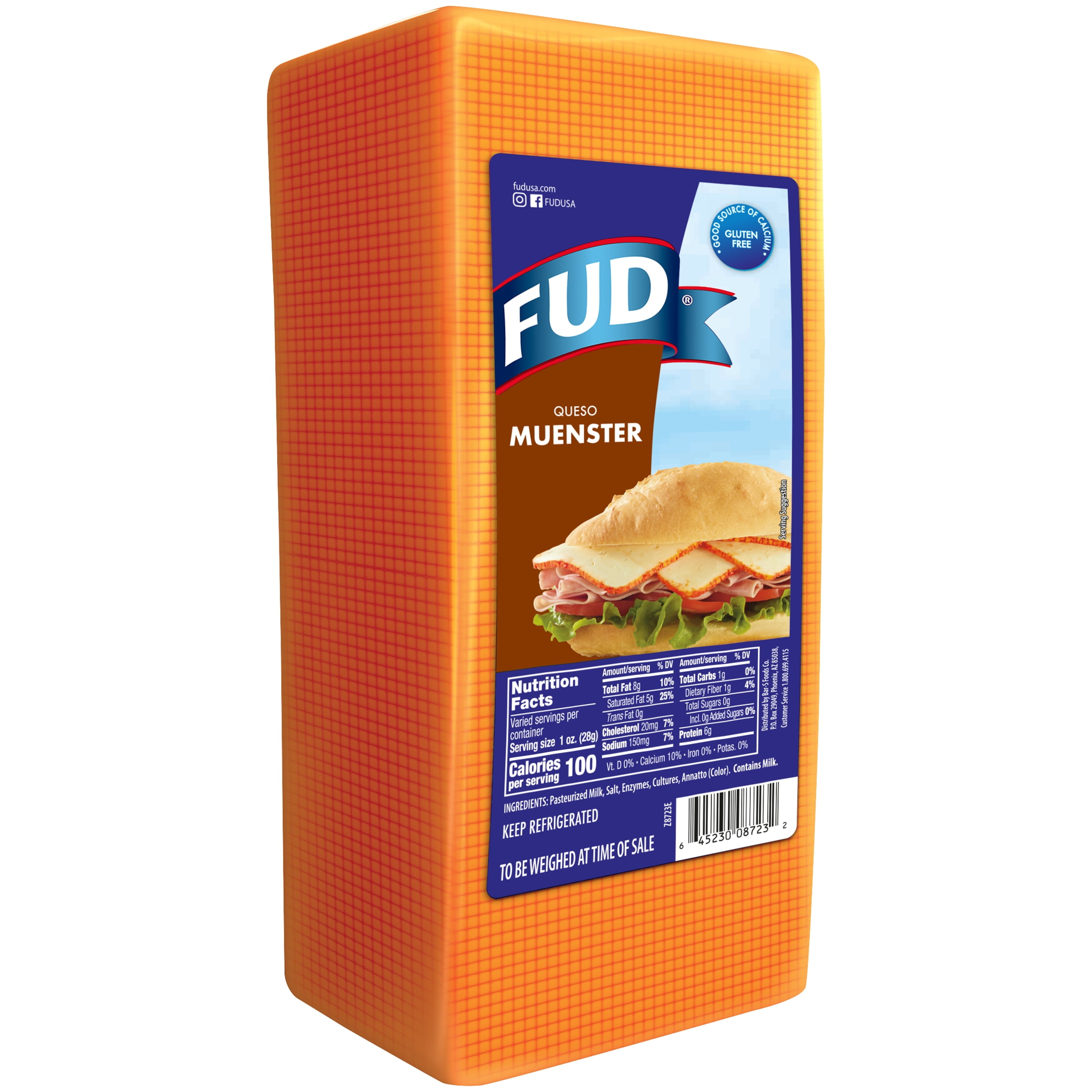FUD Mild Muenster Cheese 6.125 lbs - Deli Sliced, Refrigerated Premium Quality
