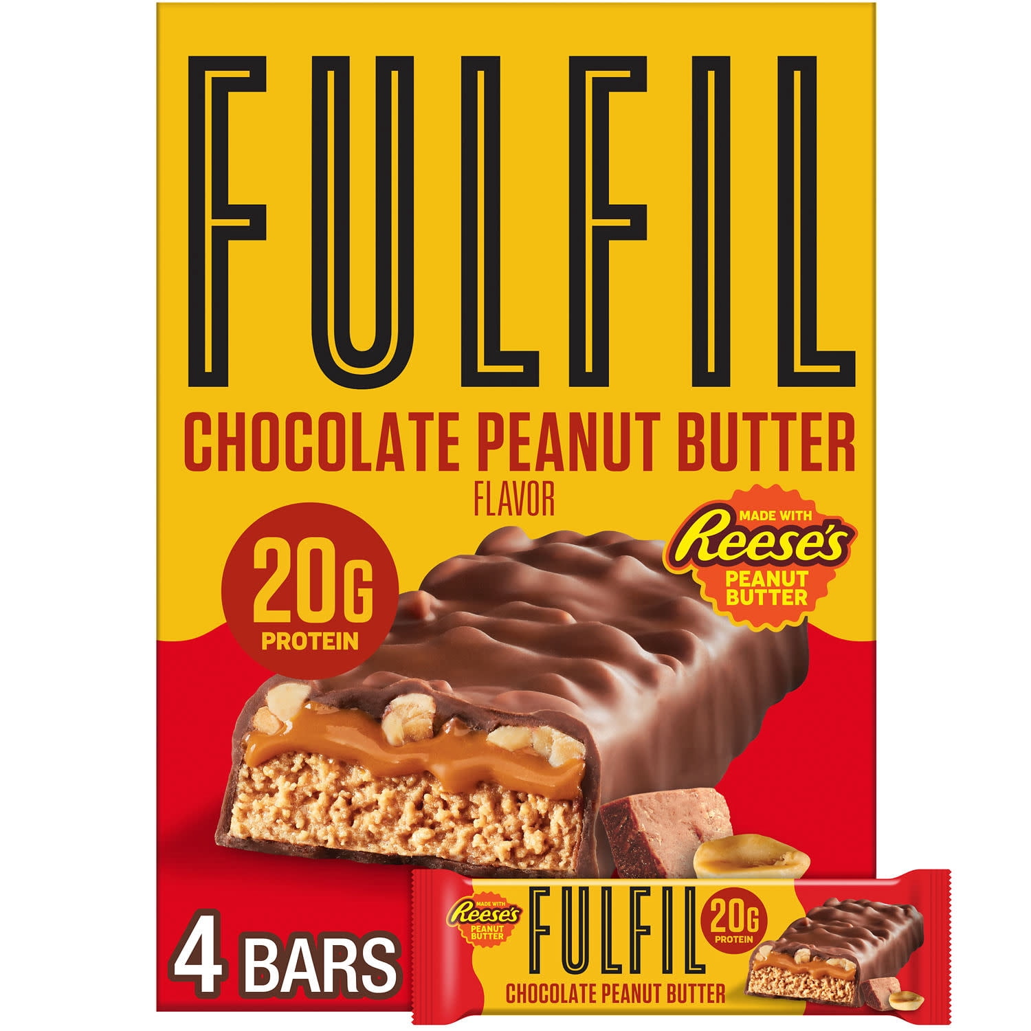 Fulfil Chocolate Peanut Butter Flavored With 20G Protein Bars, 1.94 Oz, 4 Count