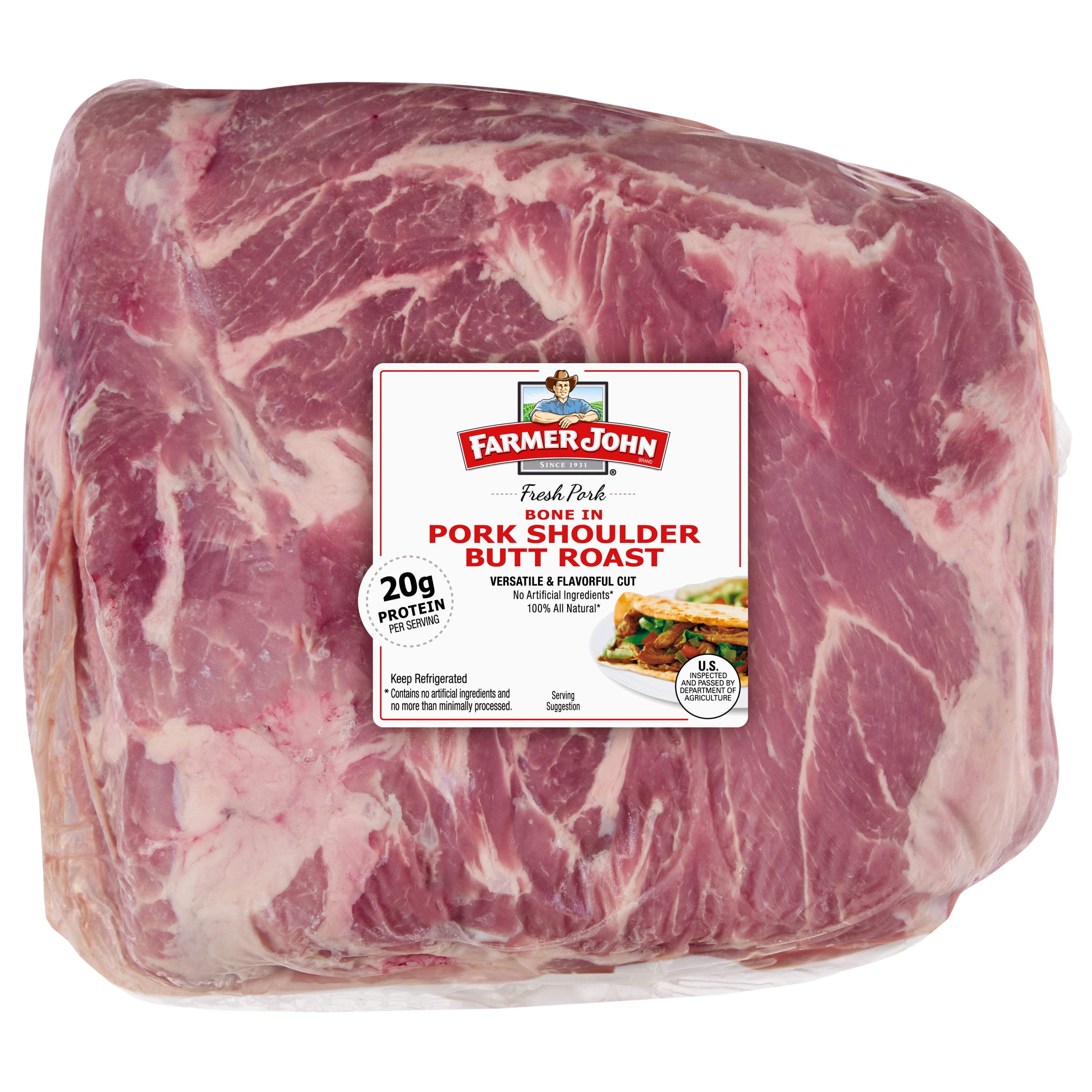 Farmer John, Pork Shoulder Butt Roast, 4.9-10lbs (Fresh), 20 Grams of Protein per 4 oz Serving