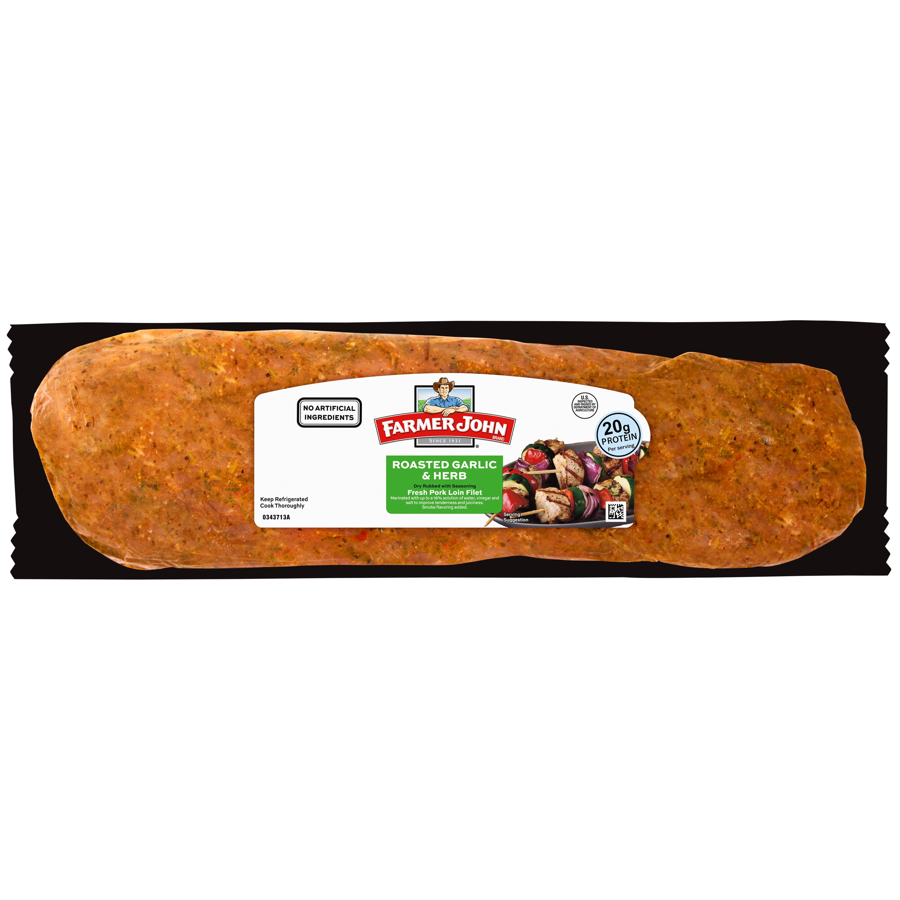 Farmer John Seasoned Boneless Pork Loin Filet with Roasted Garlic & Herb, 2.5 lb