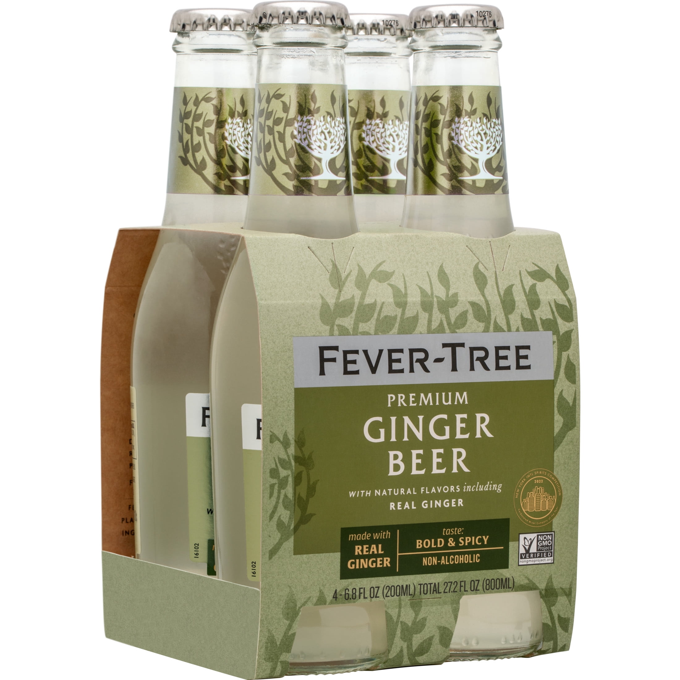 Fever-Tree Premium Ginger Beer, 4 Pack, 200 ML Glass Bottles, 0% ABV