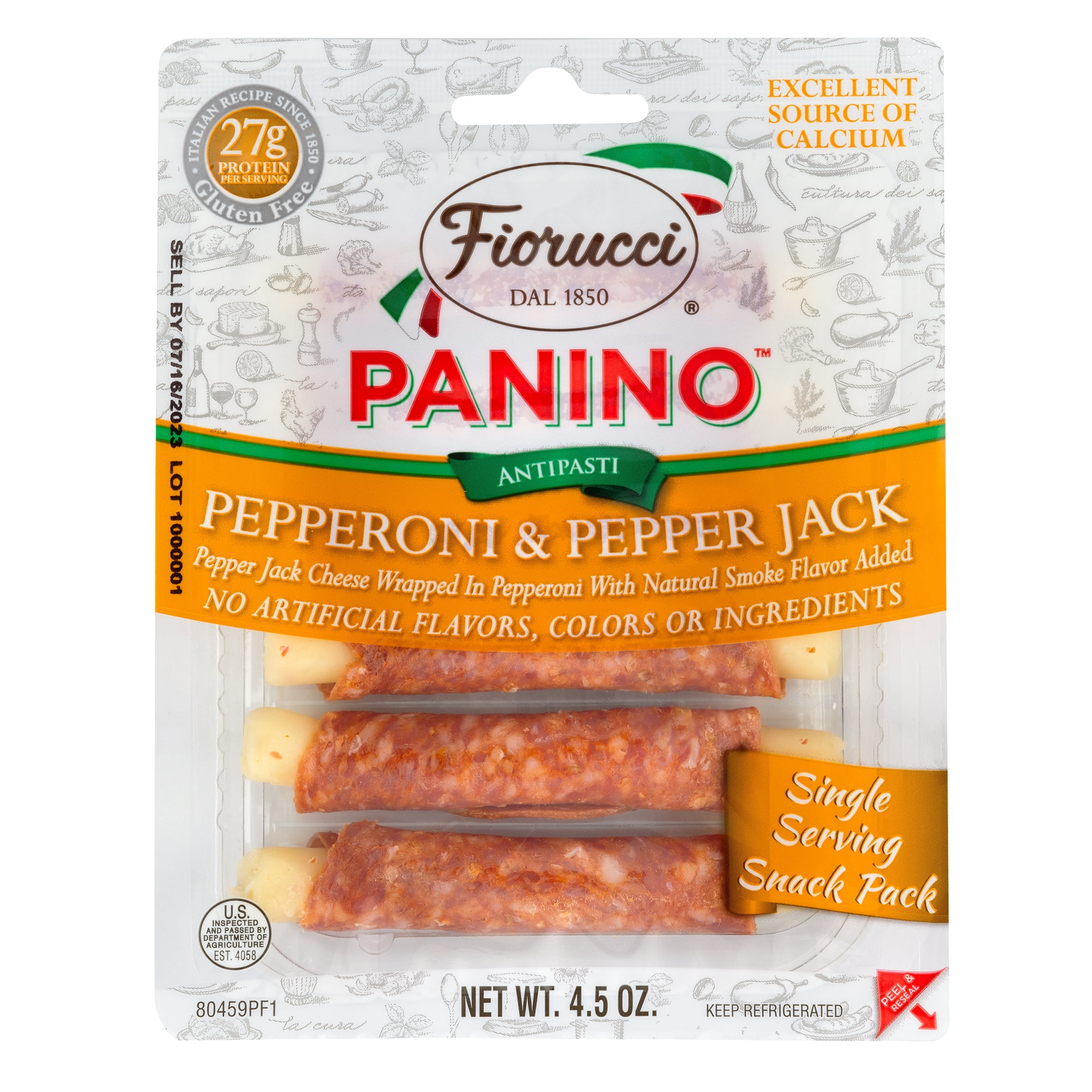 Fiorucci Pepperoni & Pepper Jack Panino Plastic Tray, 4.5 Ounces, 6 Count