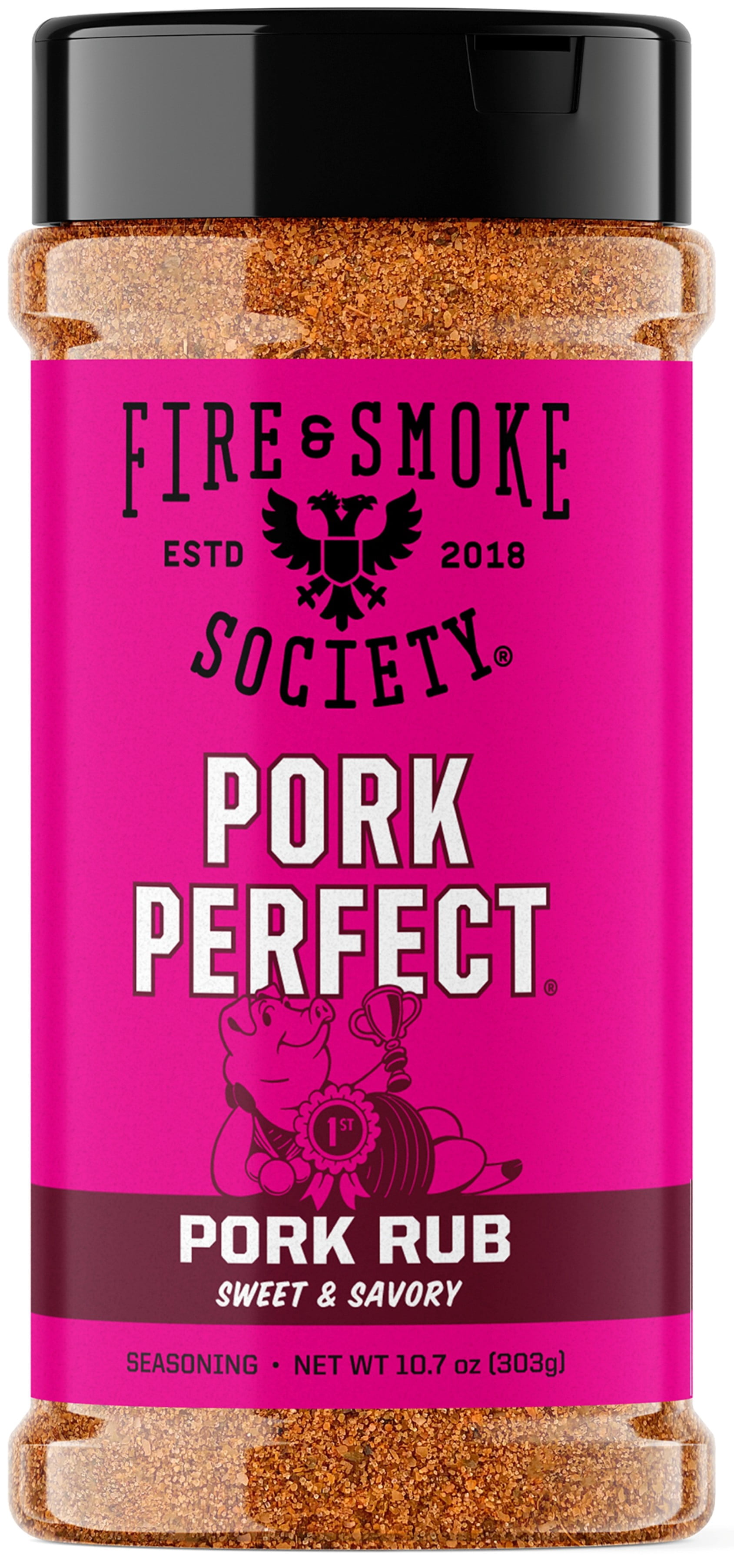 Fire & Smoke Society Pork Perfect Pork Rub, BBQ Seasoning, 10.7 Ounce Mixed Spices & Seasonings