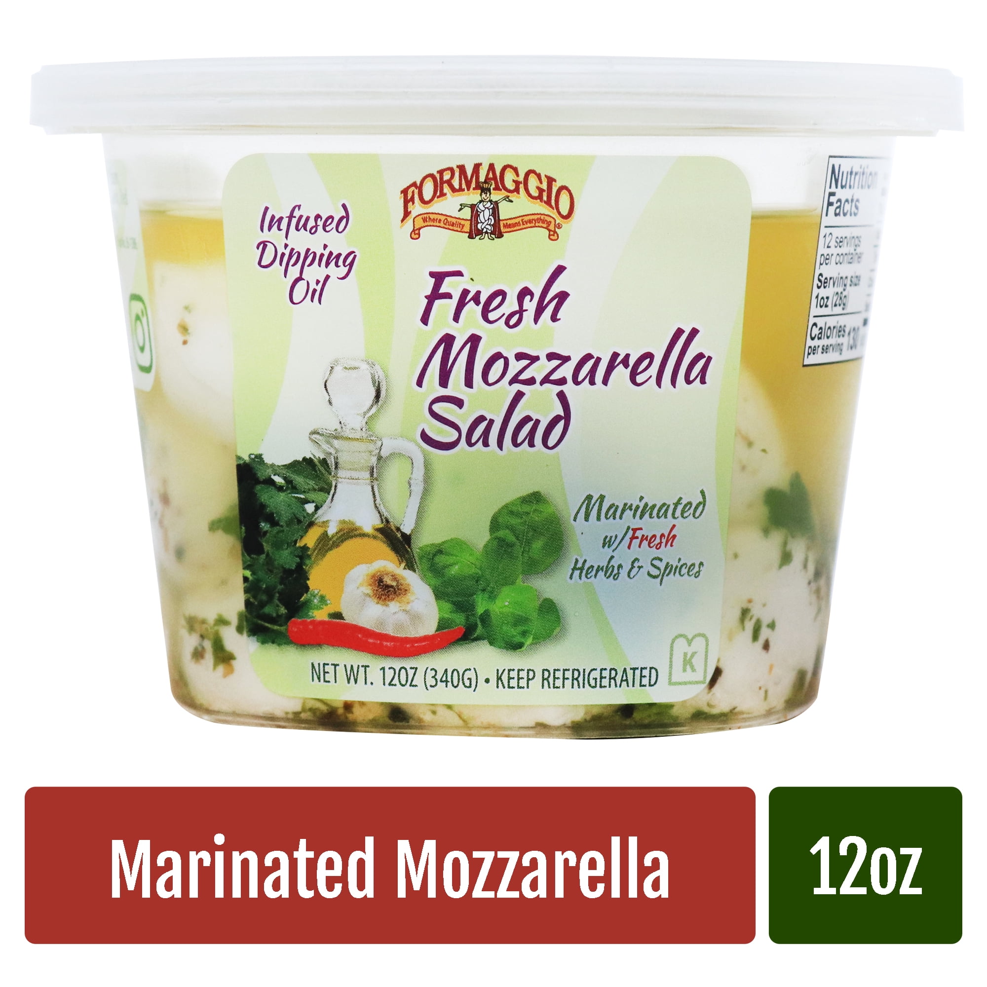 Formaggio Cheese Marinated Mozzarella Balls in Oil with Herbs and Spices, 12 oz