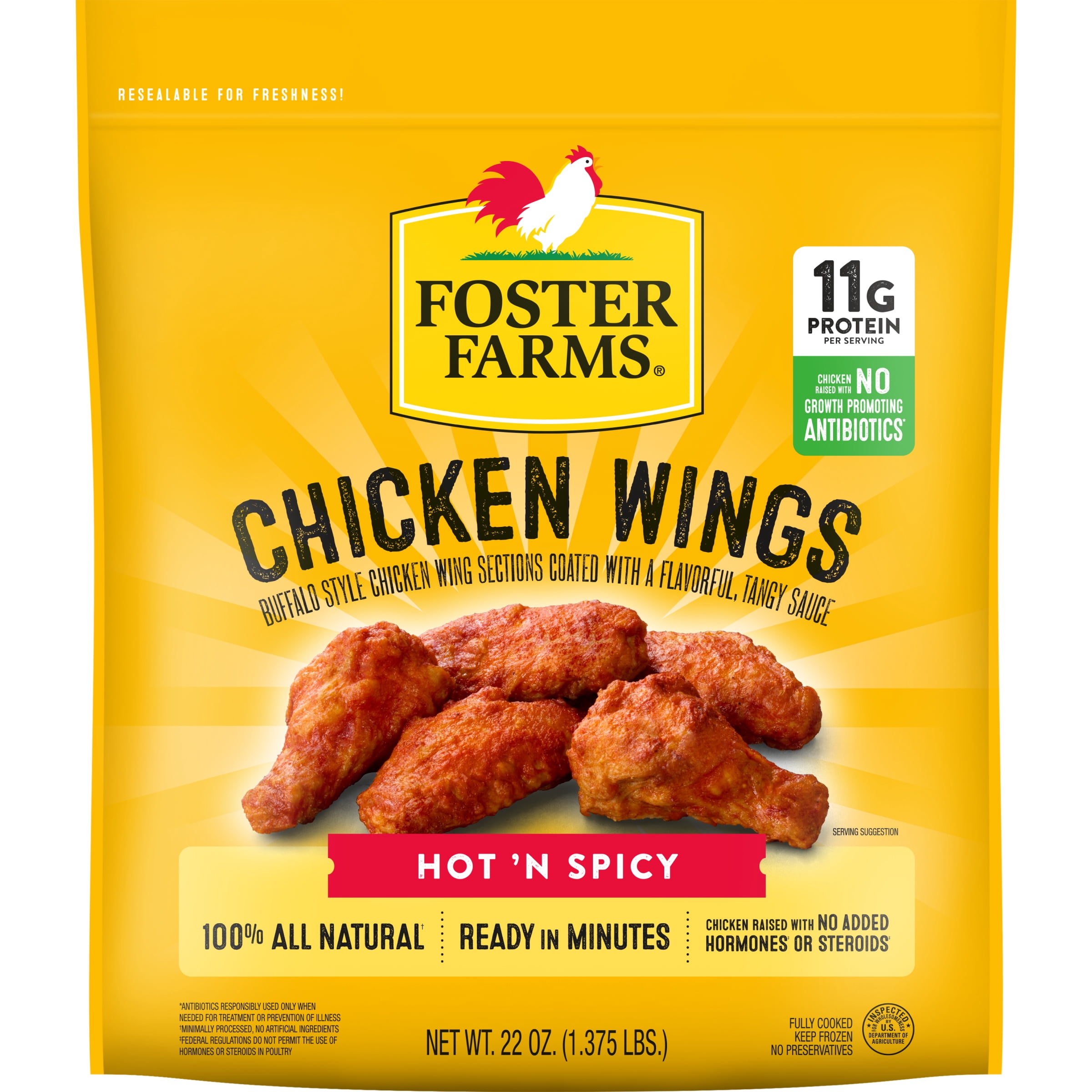 Foster Farms Hot 'N Spicy Chicken Wings, 22 oz (Frozen)