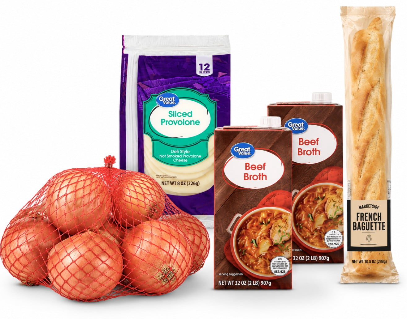 French Onion Soup Meal Bundle with Baguette and Provolone for 4