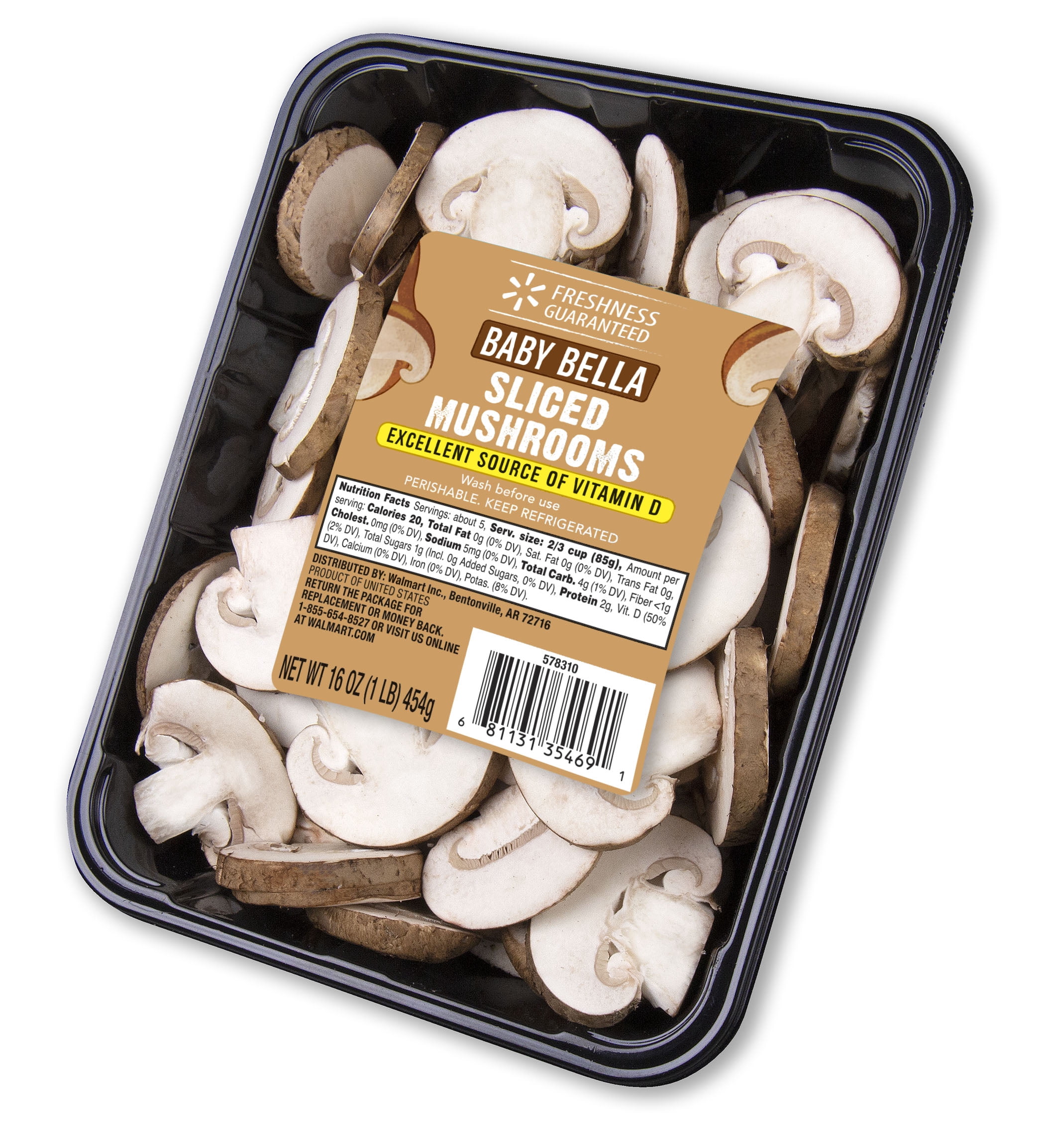 Fresh Sliced Baby Bella Mushrooms, 16 oz