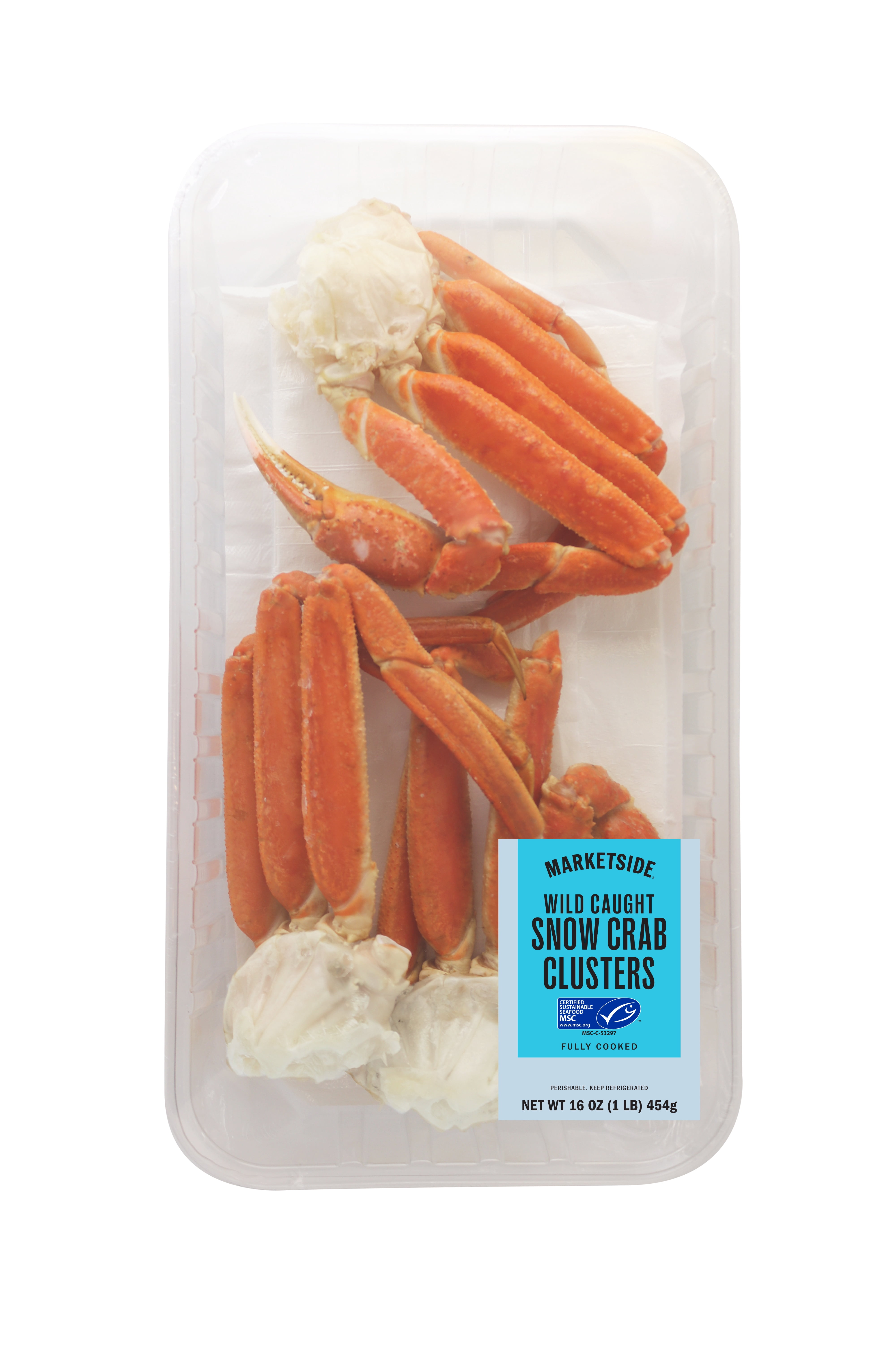 Fresh Snow Crab Seafood Clusters Tray (1lb, 3 Count, 20g Protein per Serving, Shellfish)