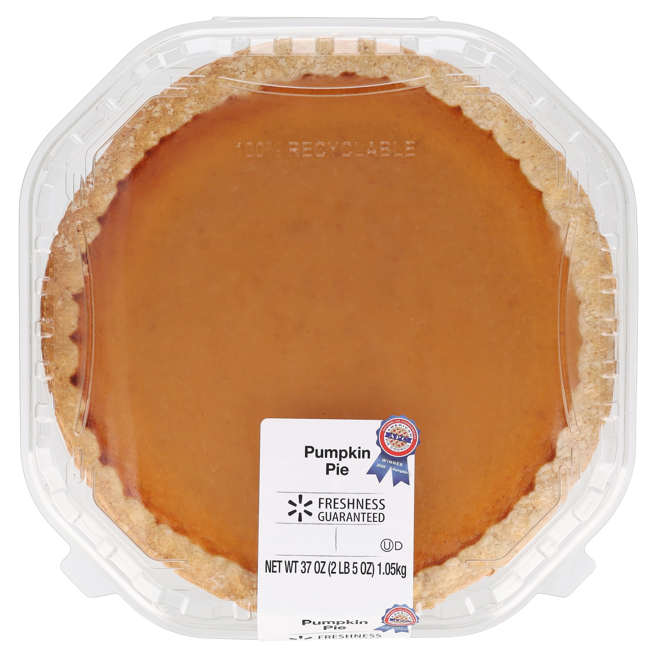 Freshness Guaranteed 10-inch Pumpkin Pie, 37 oz, Baked, Plastic Tray, Shelf Stable