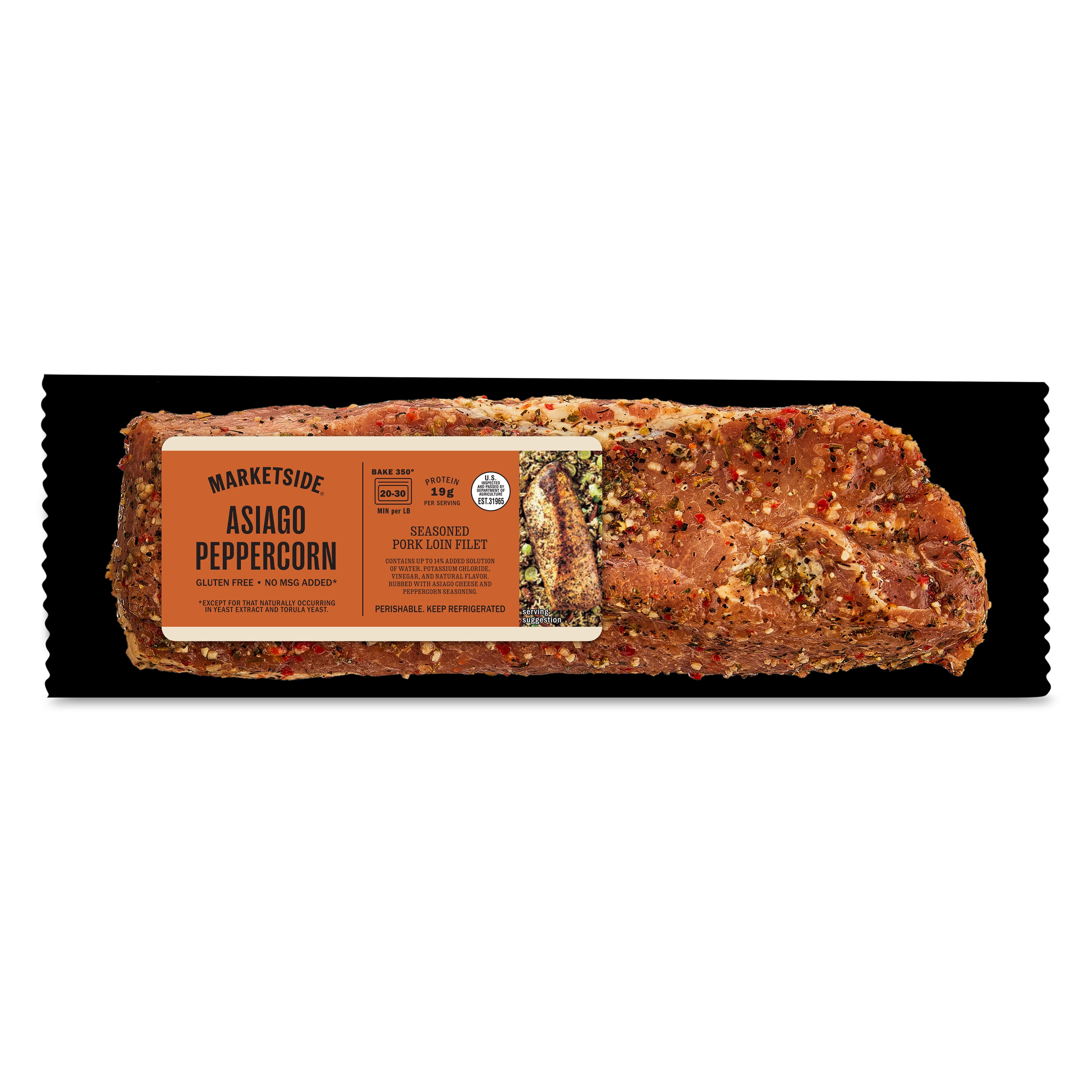 Marketside Asiago Peppercorn Fresh Seasoned Pork Loin Filet, 1.4 - 1.9 lbs., 21g of Protein per 4 oz Serving