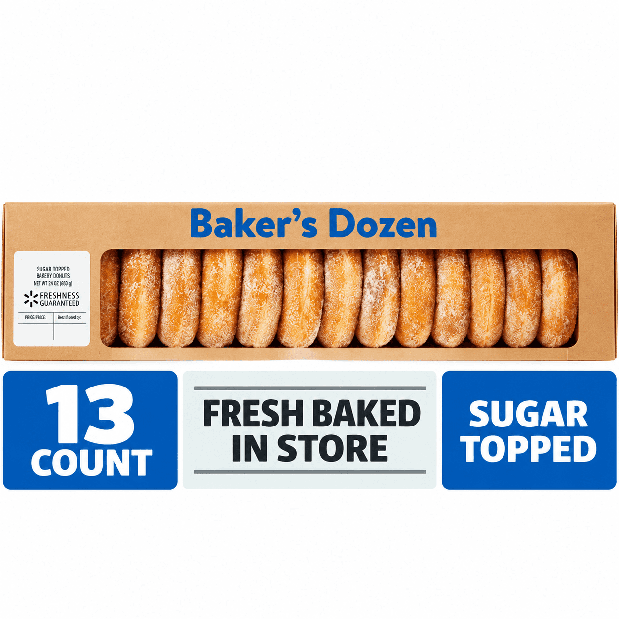 Freshness Guaranteed Baker's Dozen Sugar Topped Donuts, 27 oz, 13 Count