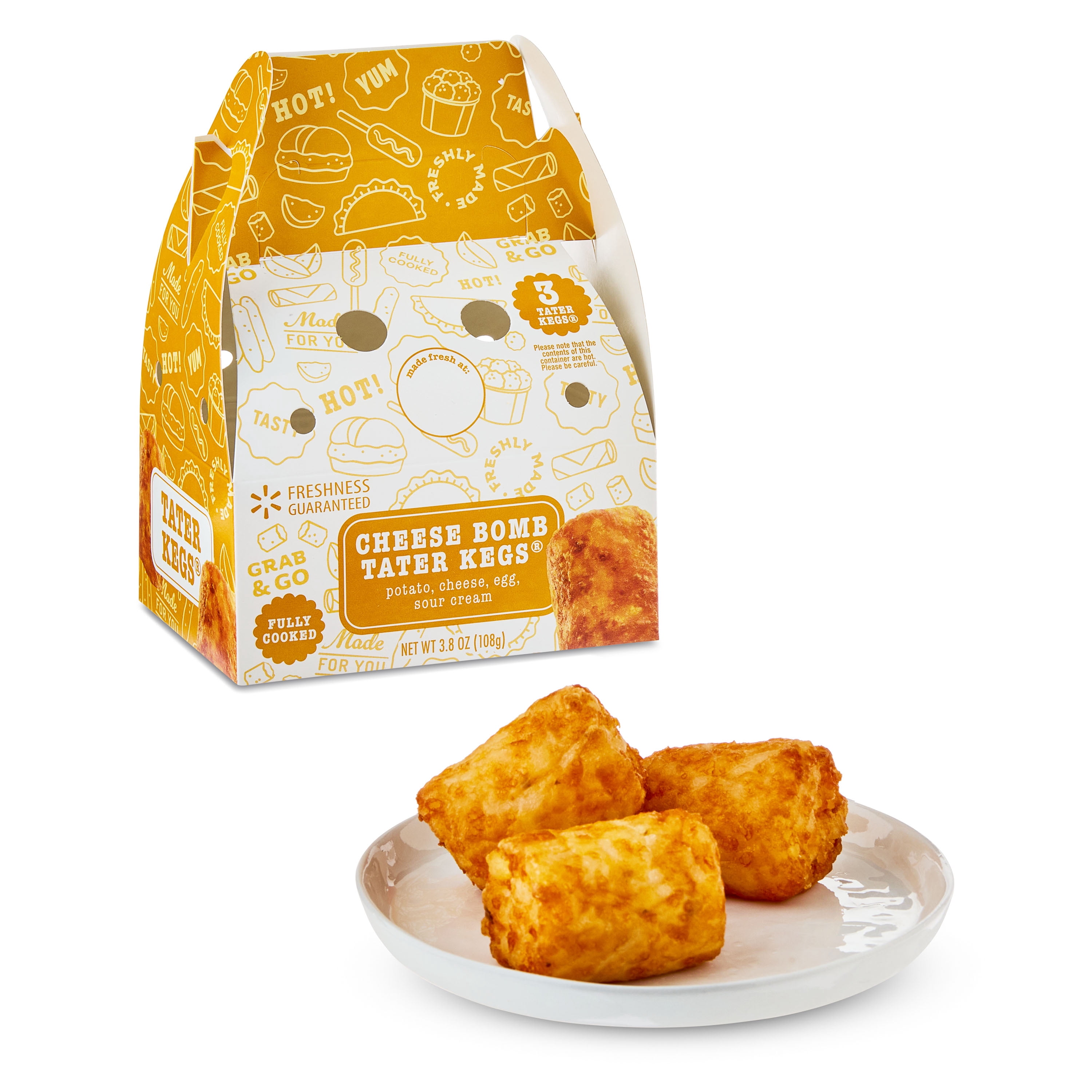 Freshness Guaranteed Hot and Ready-to-Eat Cheese Bomb Tater Kegs, 3 Count