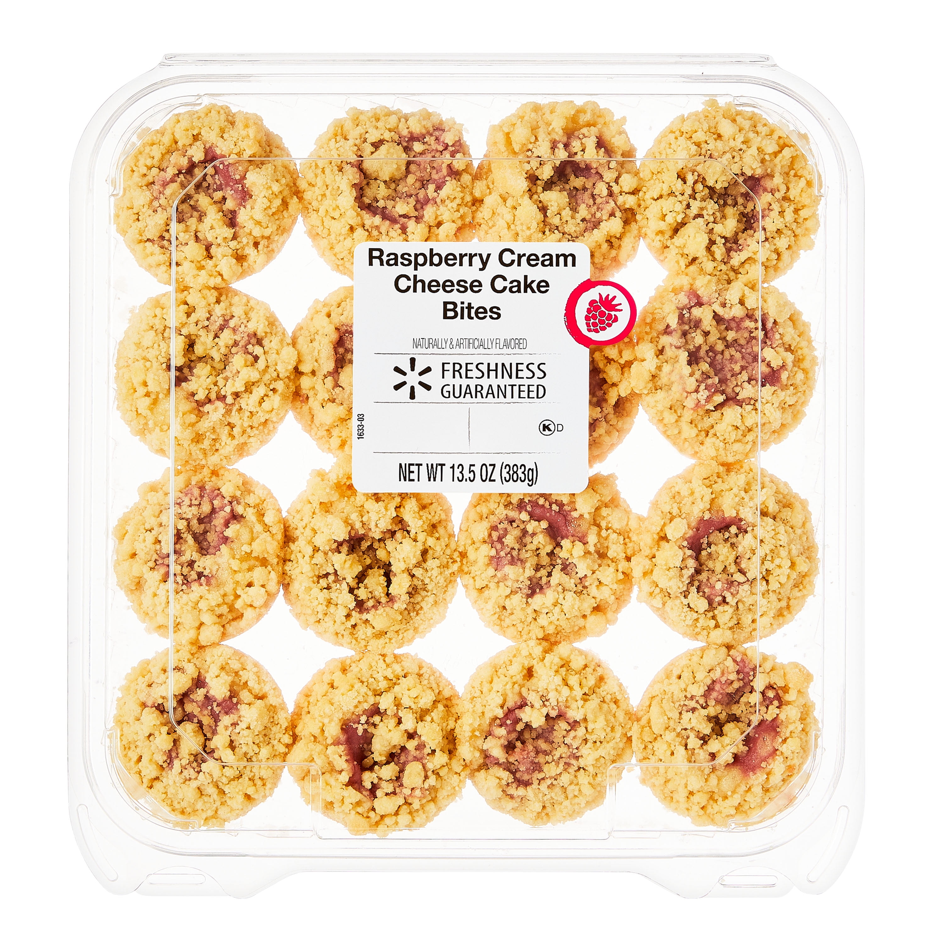 Freshness Guaranteed Raspberry Cream Cheese Mini Cake Bites, 13.5 oz, 16 Count (Clamshell)