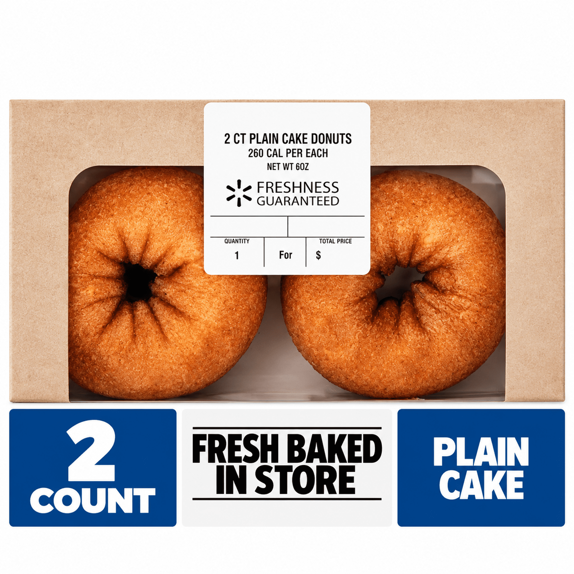 Freshness Guaranteed Regular Plain Cake Donuts, 4 oz, 2 Count