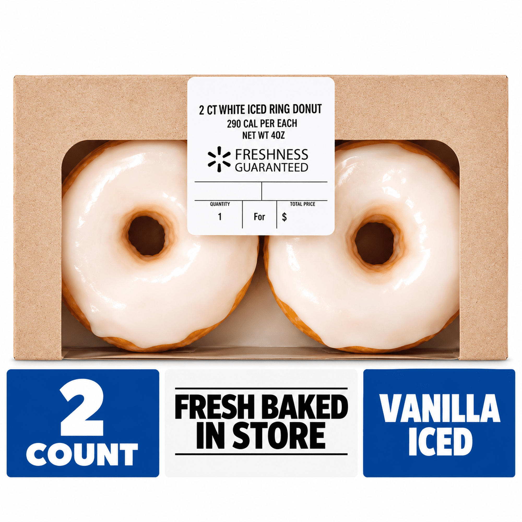 Freshness Guaranteed Regular Vanilla Iced Donuts, 4 oz, 2 Count