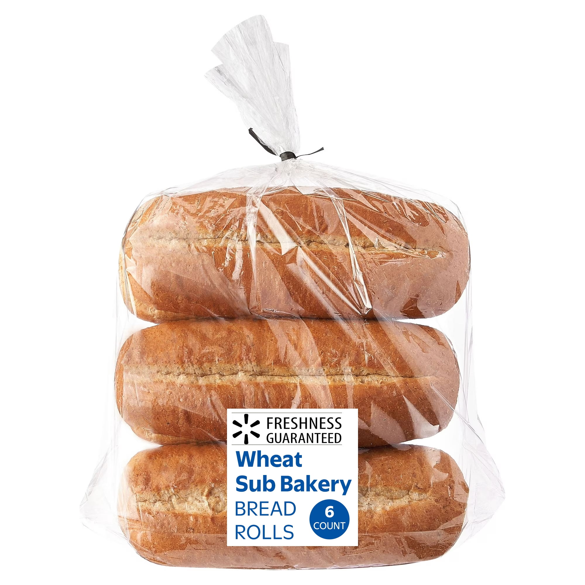 Freshness Guaranteed Wheat Sub Bakery Bread Rolls, 16 oz, 6 Count