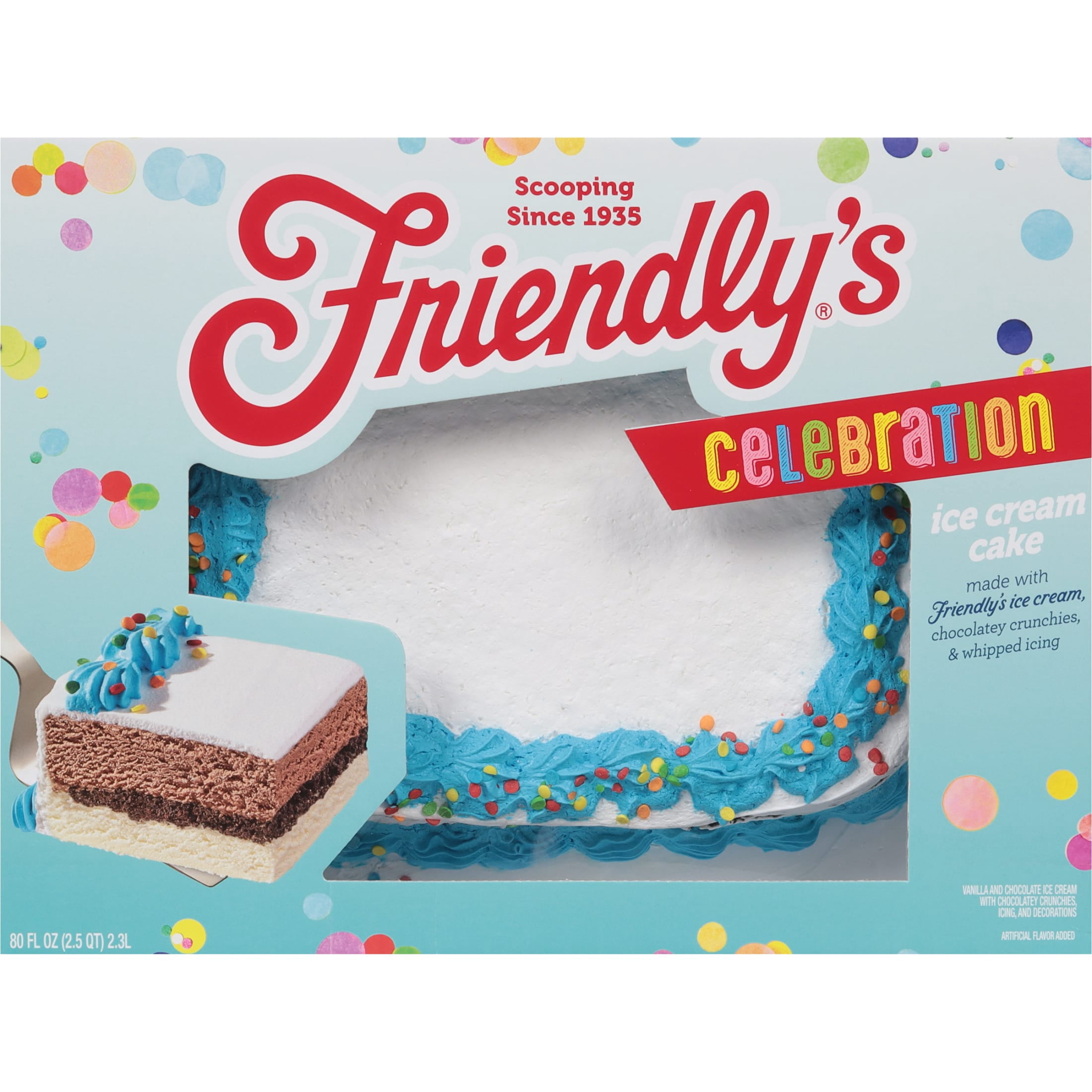 Friendly's Celebration Blue Sheet Vanilla and Chocolate Ice Cream Cake with Confetti - 80 Fl Oz