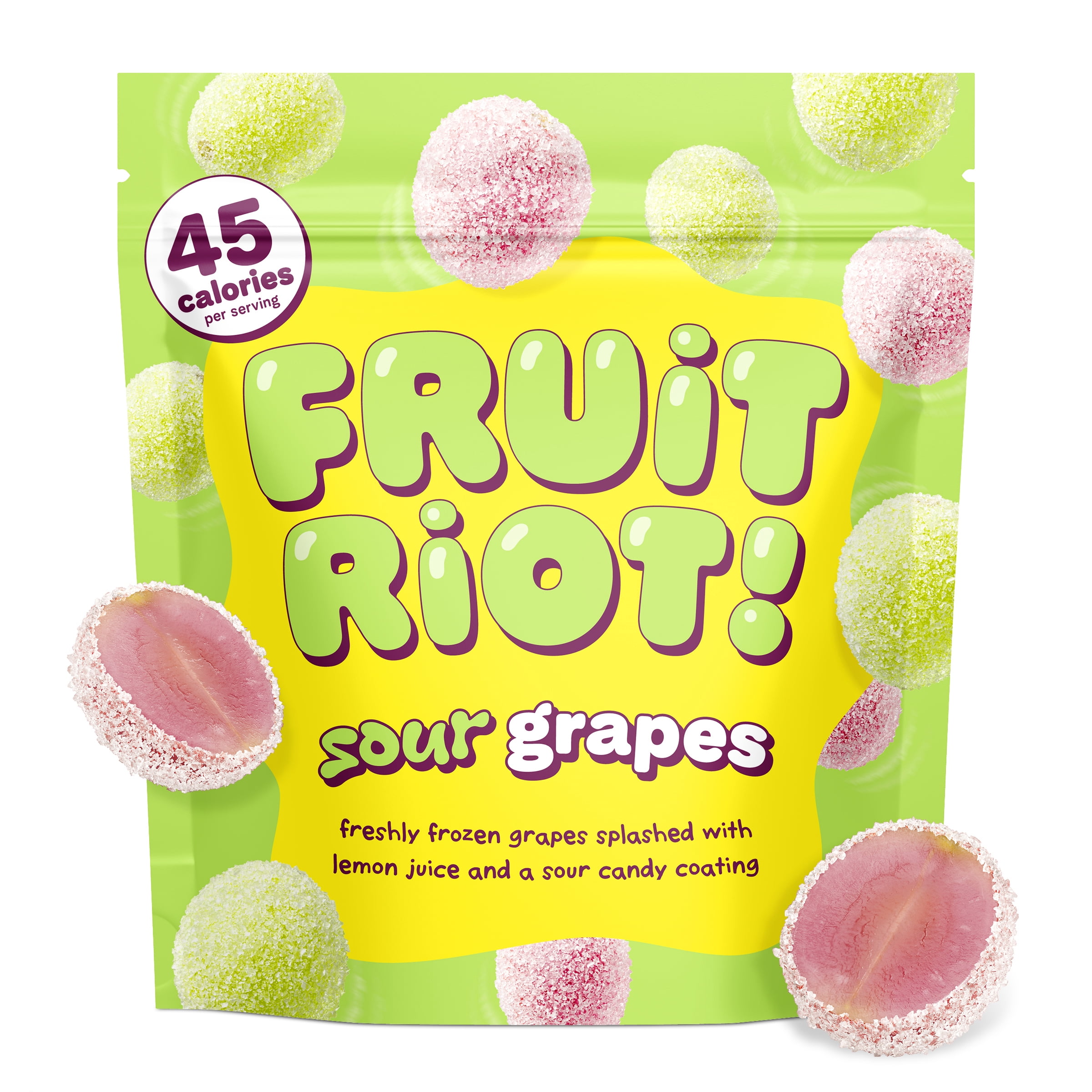 Fruit Riot Sour Candy Grapes, Real Frozen Fruit, 8 oz