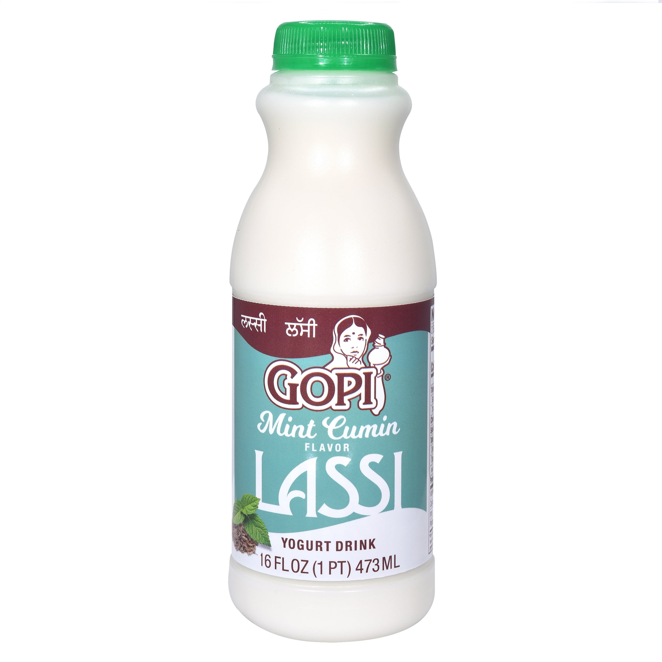 Gopi Lassi Drink, Mint Cumin Flavor, 1 Pint, Authentic Indian Yogurt Beverage