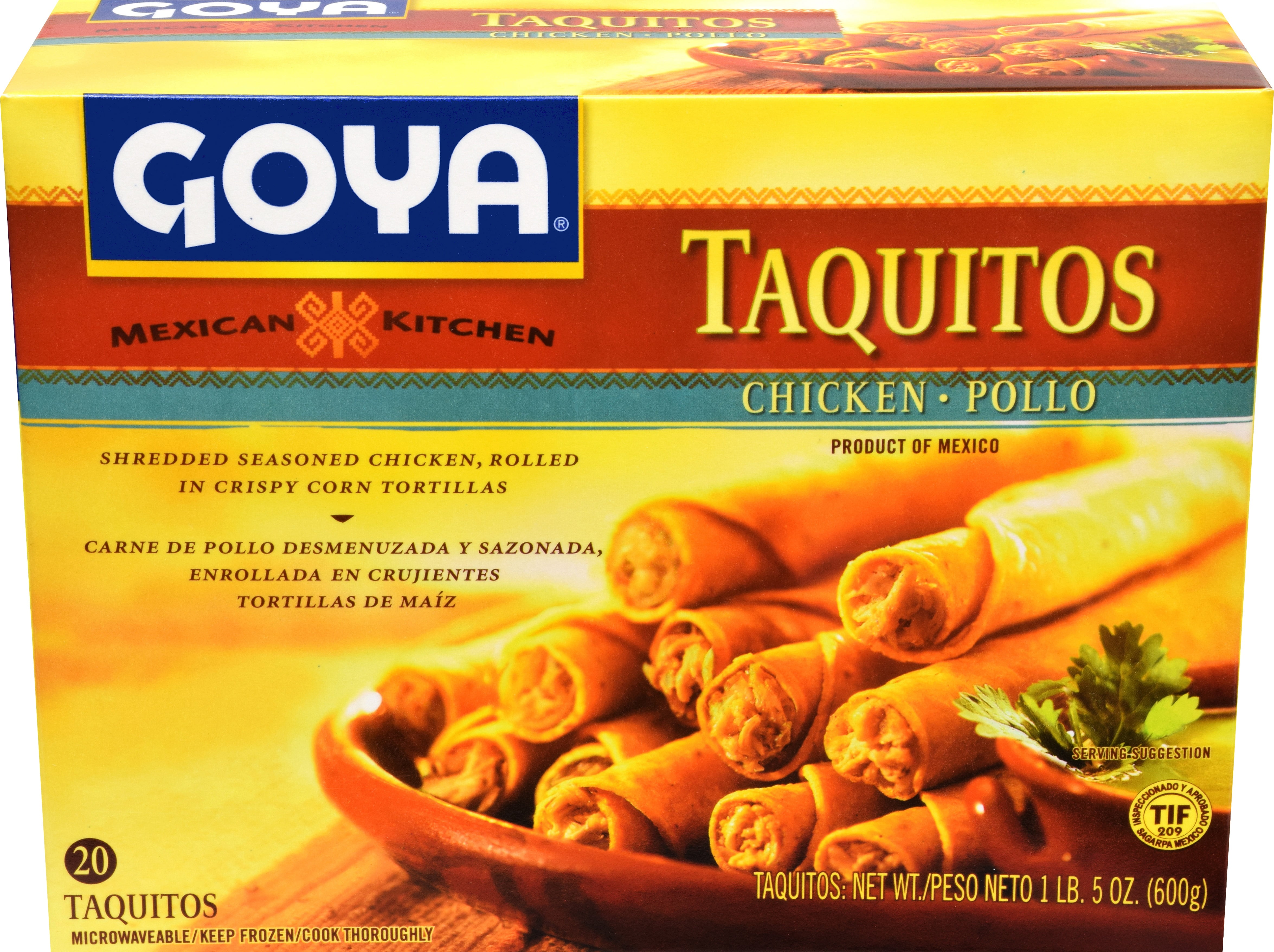 GOYA Chicken Taquitos, Crispy Corn Tortilla, 12 oz Box (Frozen)