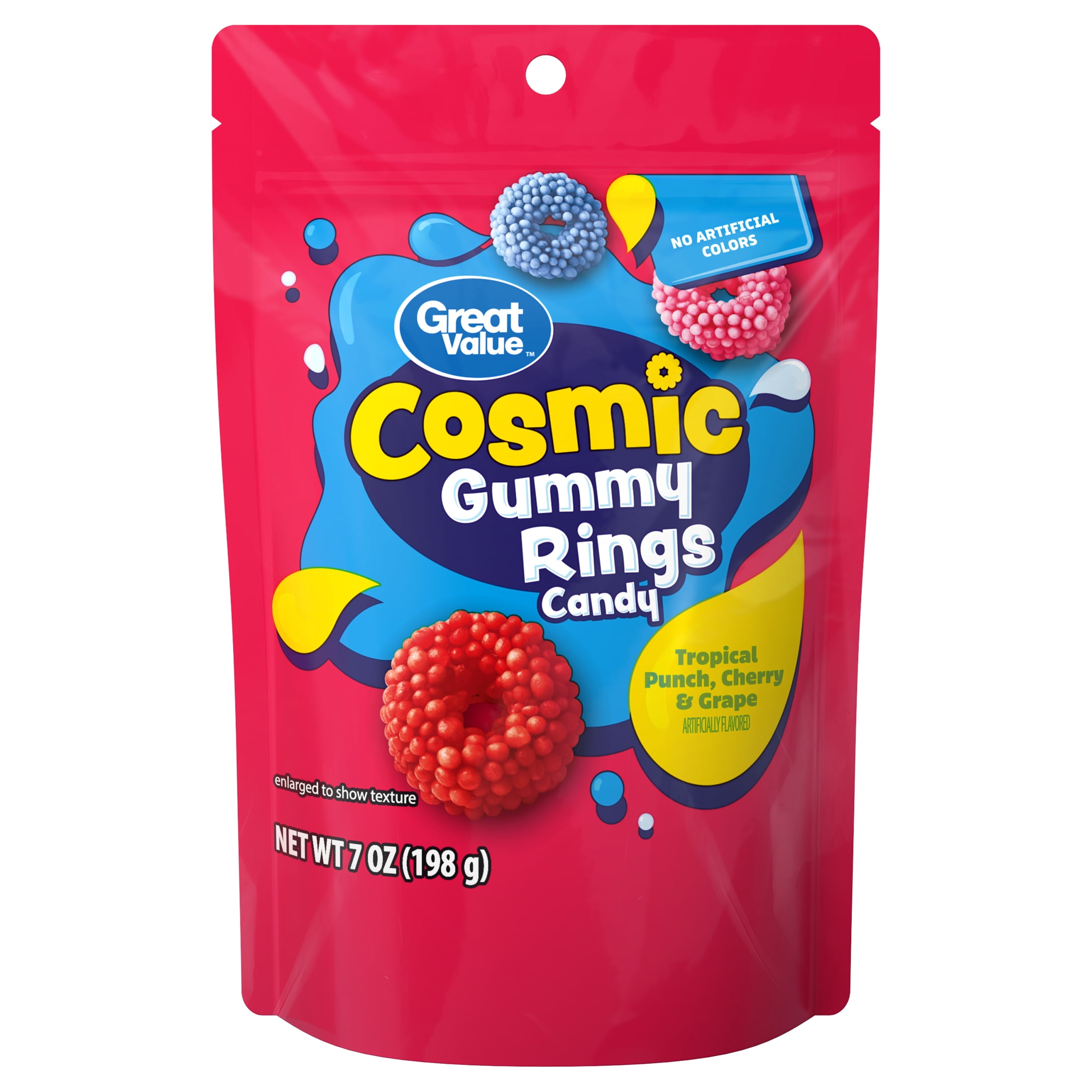 GREAT VALUE COSMIC GUMMY RINGS BAG 7oz.