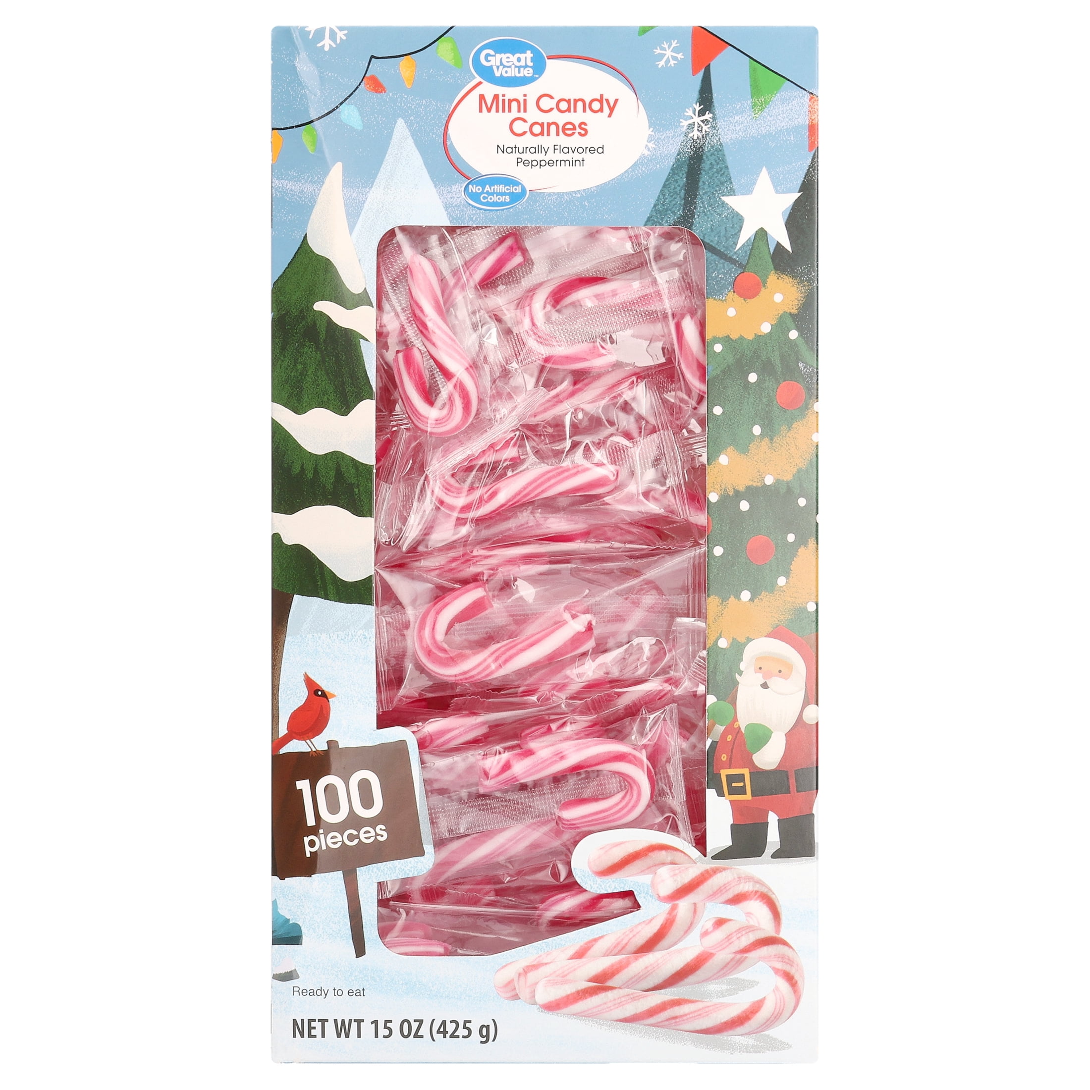 Great Value Peppermint Mini Candy Canes, 15 oz, Naturally Flavored and Colored