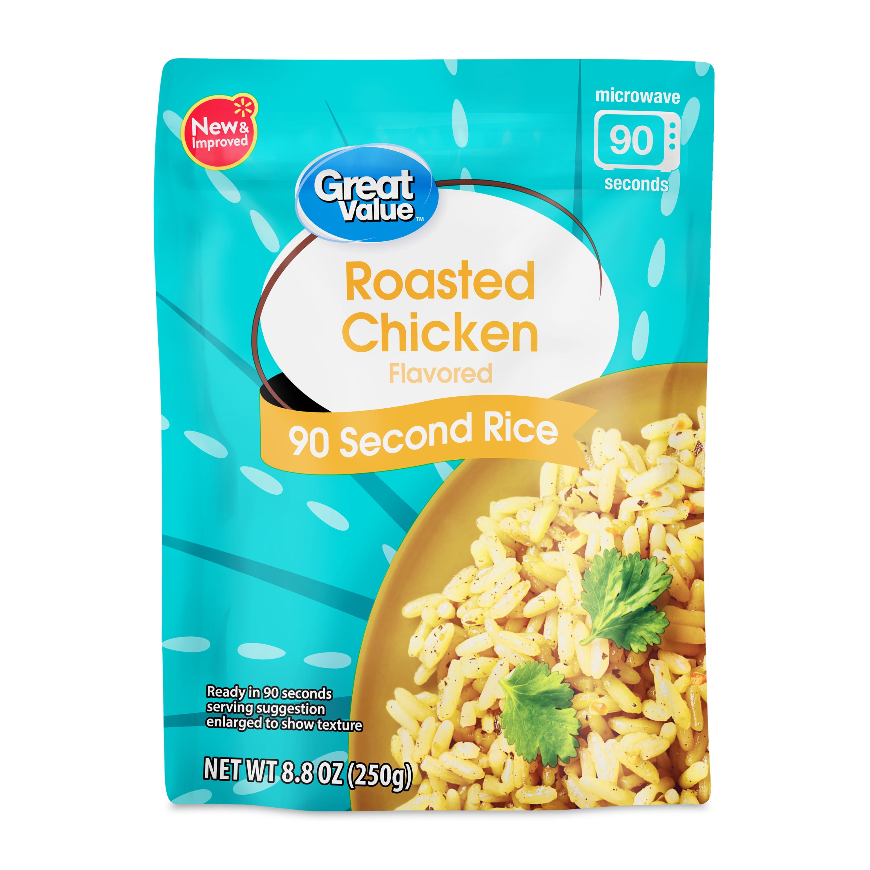 Great Value Ready-to-Heat 90-Second Roasted Chicken Flavored Rice Pouch, 8.8 oz