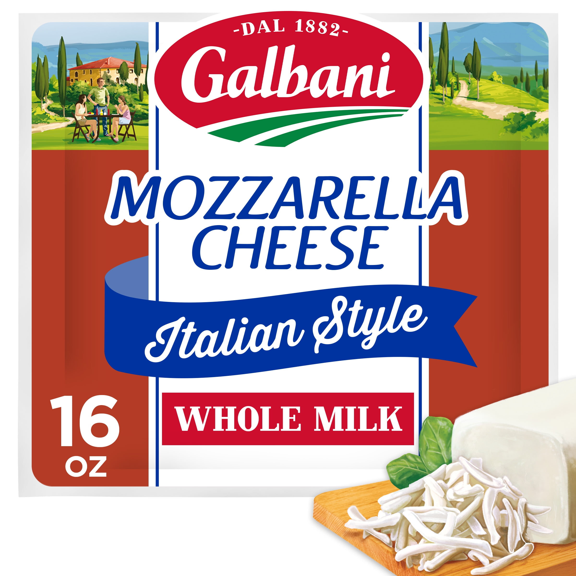 Galbani Whole Milk Mozzarella Cheese Block, 16 oz (Refrigerated)