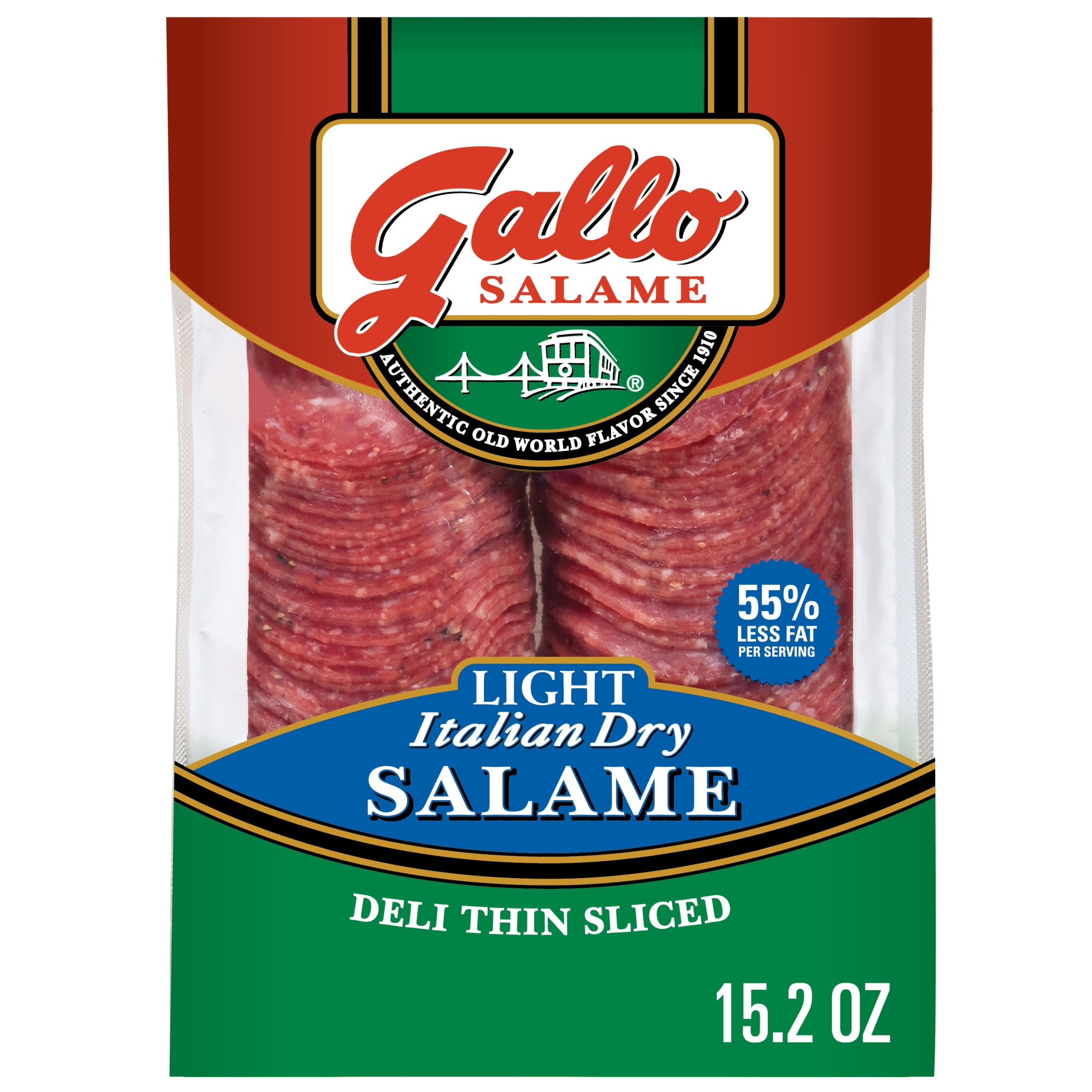 Gallo Salame Deli Thin Sliced Light Italian Dry Salami, Sliced Charcuterie Meat, 15.2 oz