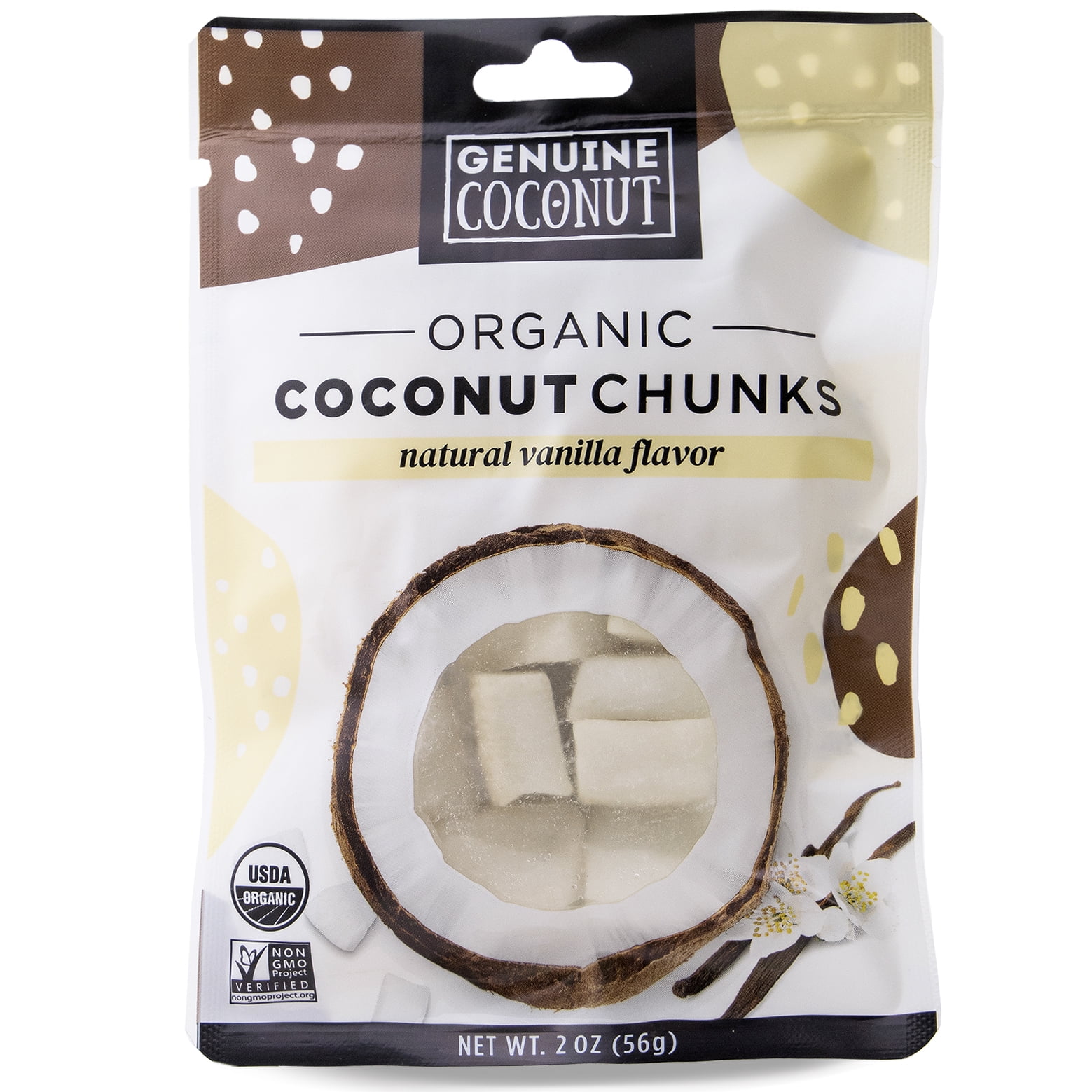 Genuine Coconut Refrigerated Fresh Organic Coconut Chunks, All-Natural Vanilla, 2 oz